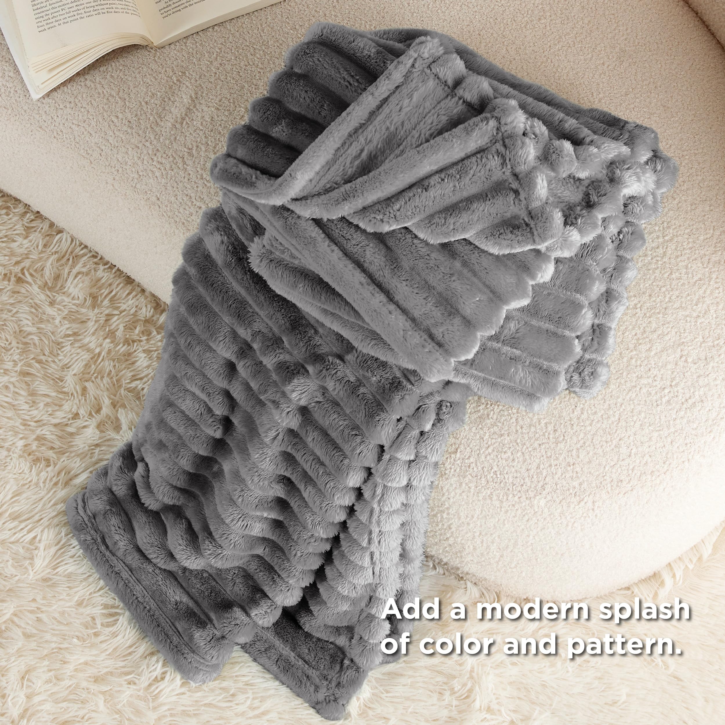 Foto 5 pulgar | Manta Bedsure Frost De Forro Polar Gris Para Sofá, 130 X 180 Cm - Venta Internacional.