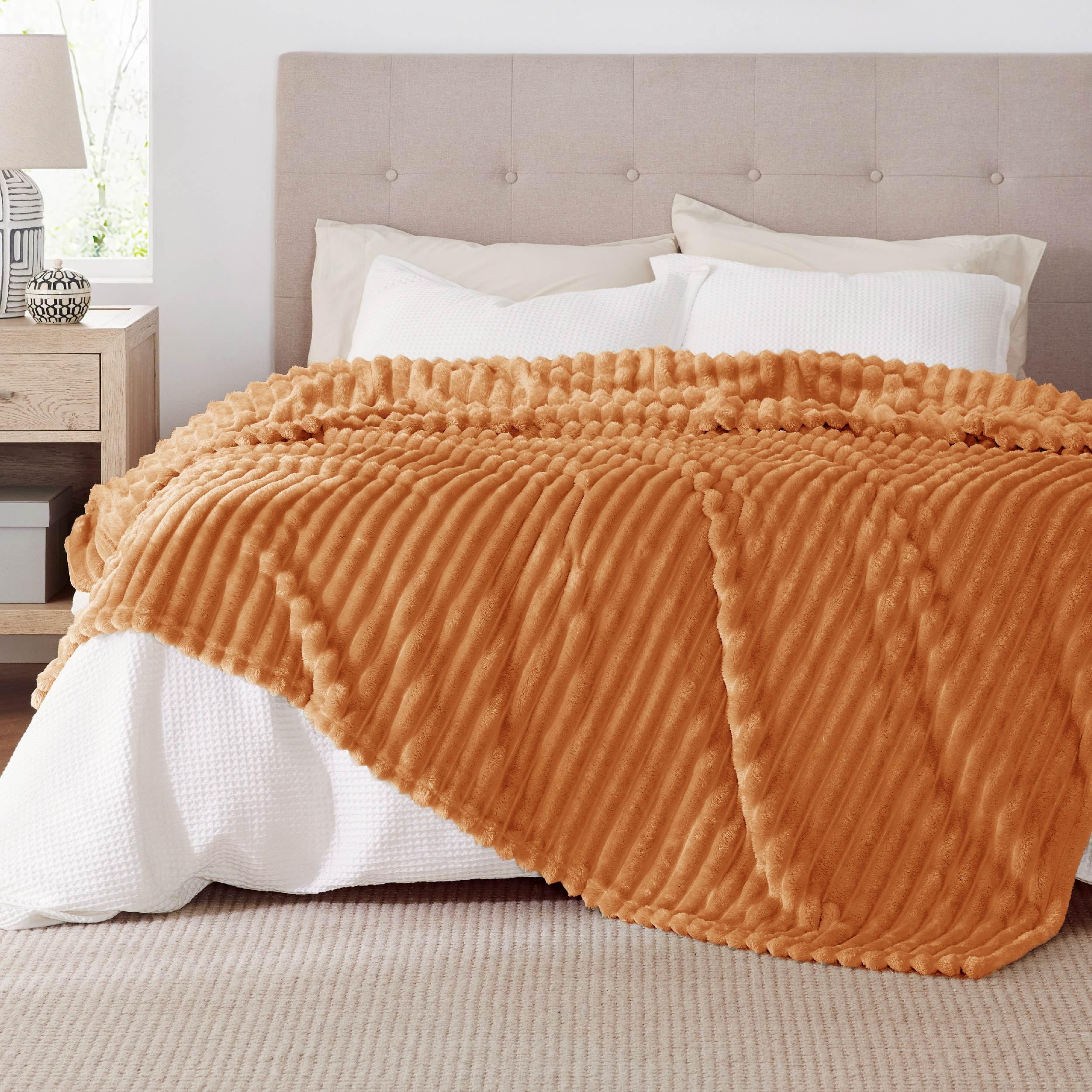 Foto 3 pulgar | Manta Bedsure Gentlesoft, Forro Polar De Franela, Tamaño King, Naranja, 270 X 230 Cm - Venta Internacional.
