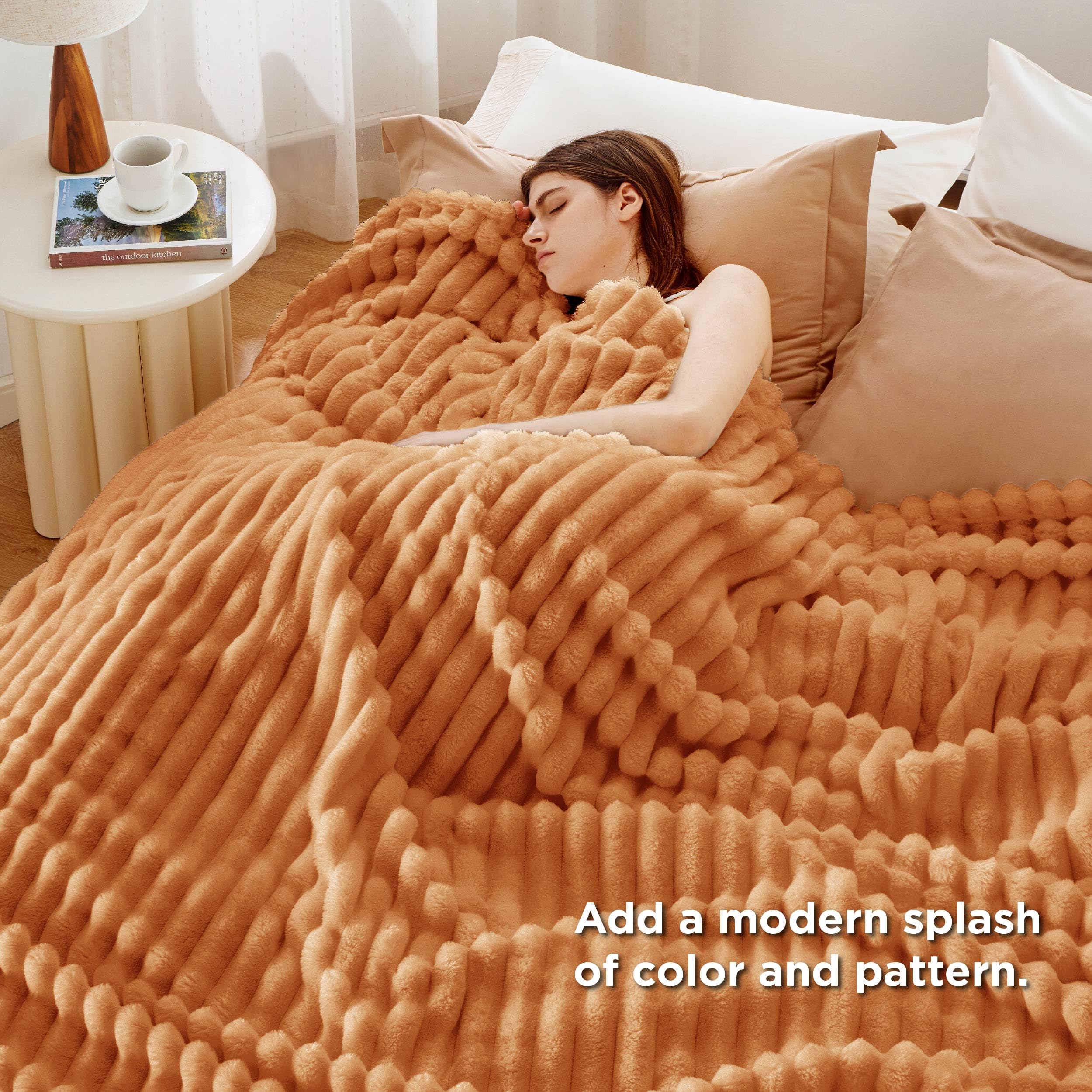 Foto 5 pulgar | Manta Bedsure Gentlesoft, Forro Polar De Franela, Tamaño King, Naranja, 270 X 230 Cm - Venta Internacional.