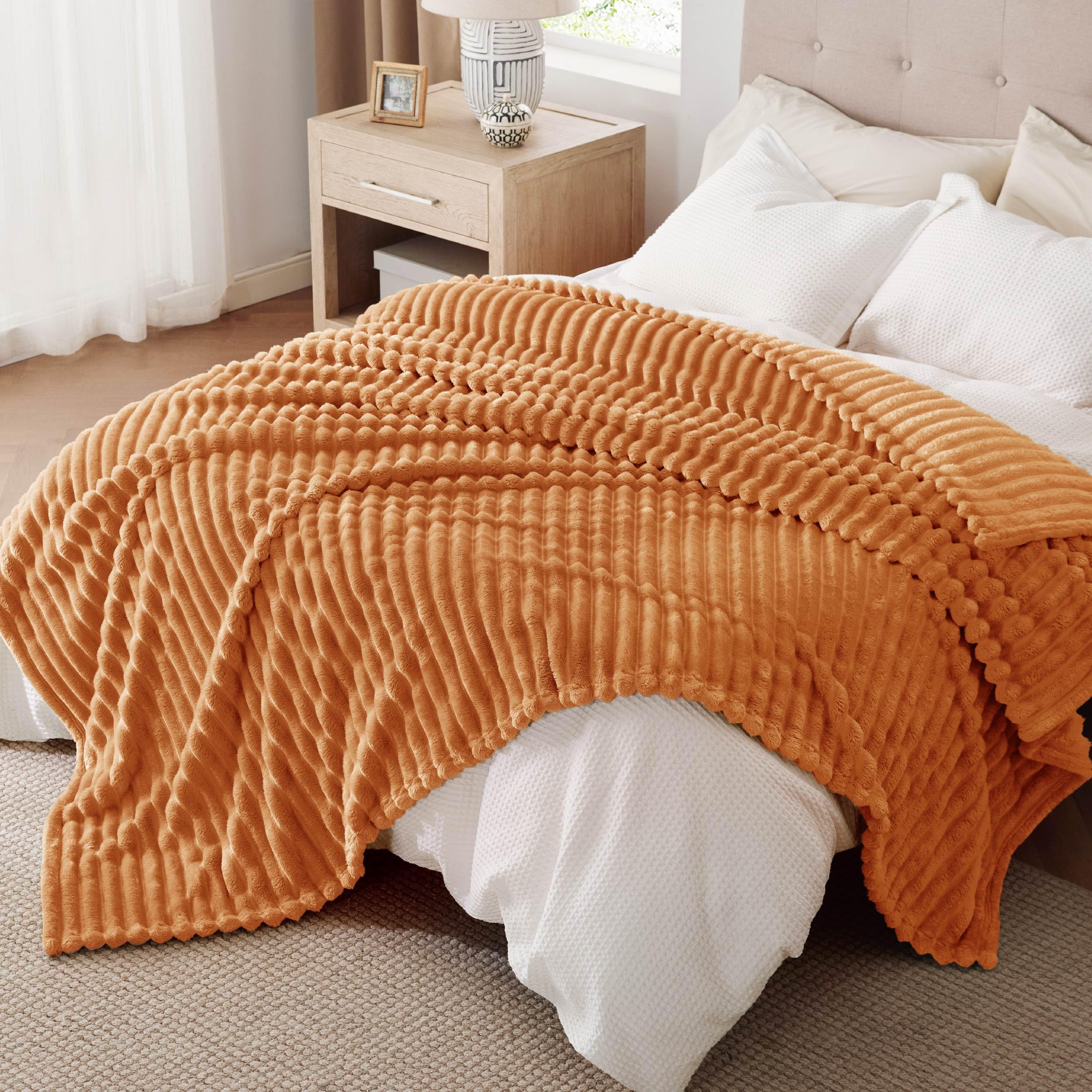 Foto 6 | Manta Bedsure Gentlesoft, Forro Polar De Franela, Tamaño King, Naranja, 270 X 230 Cm - Venta Internacional.
