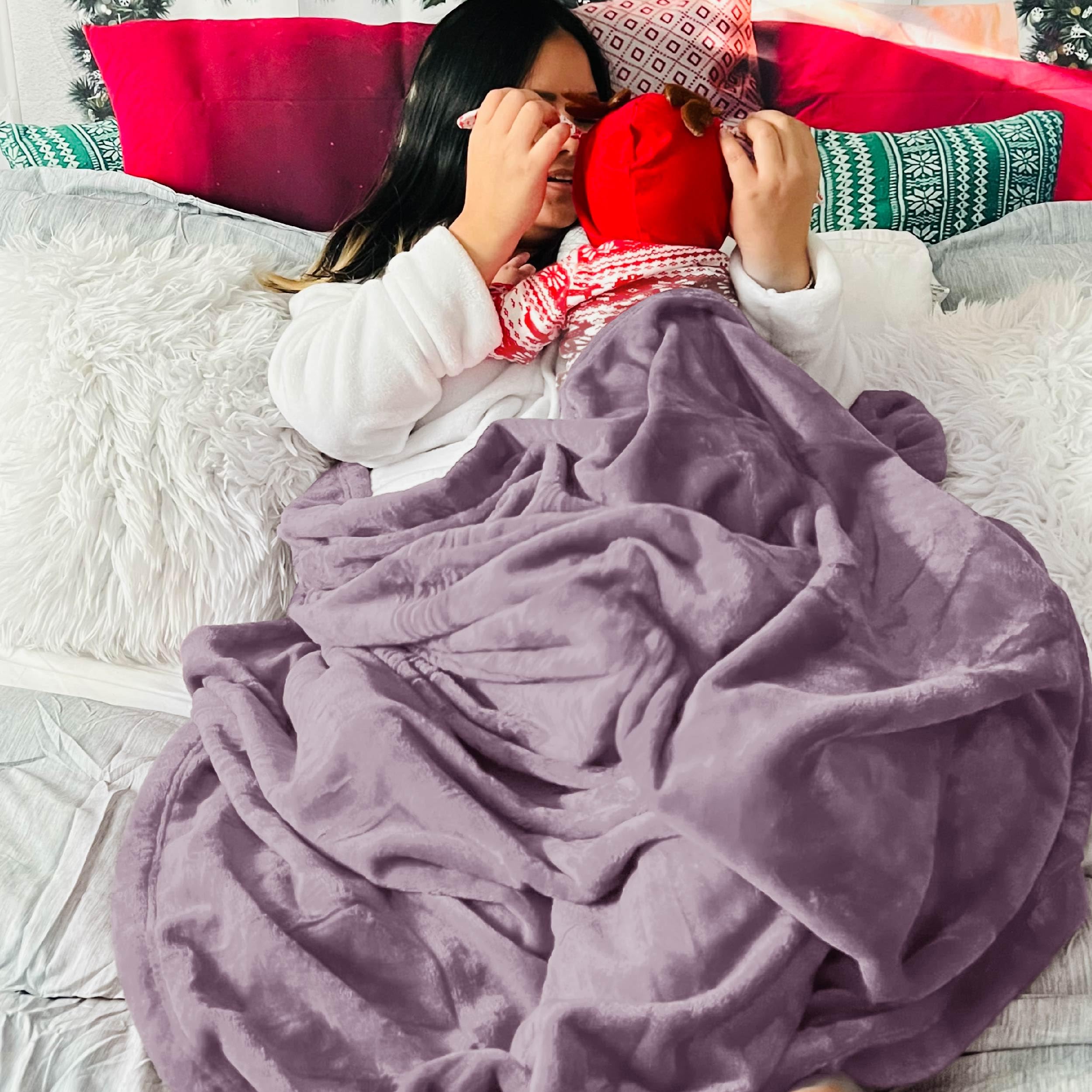 Foto 7 pulgar | Manta De Cama Forro Polar Tamaño King Morado Niebla 274 X 229 Cm - Venta Internacional