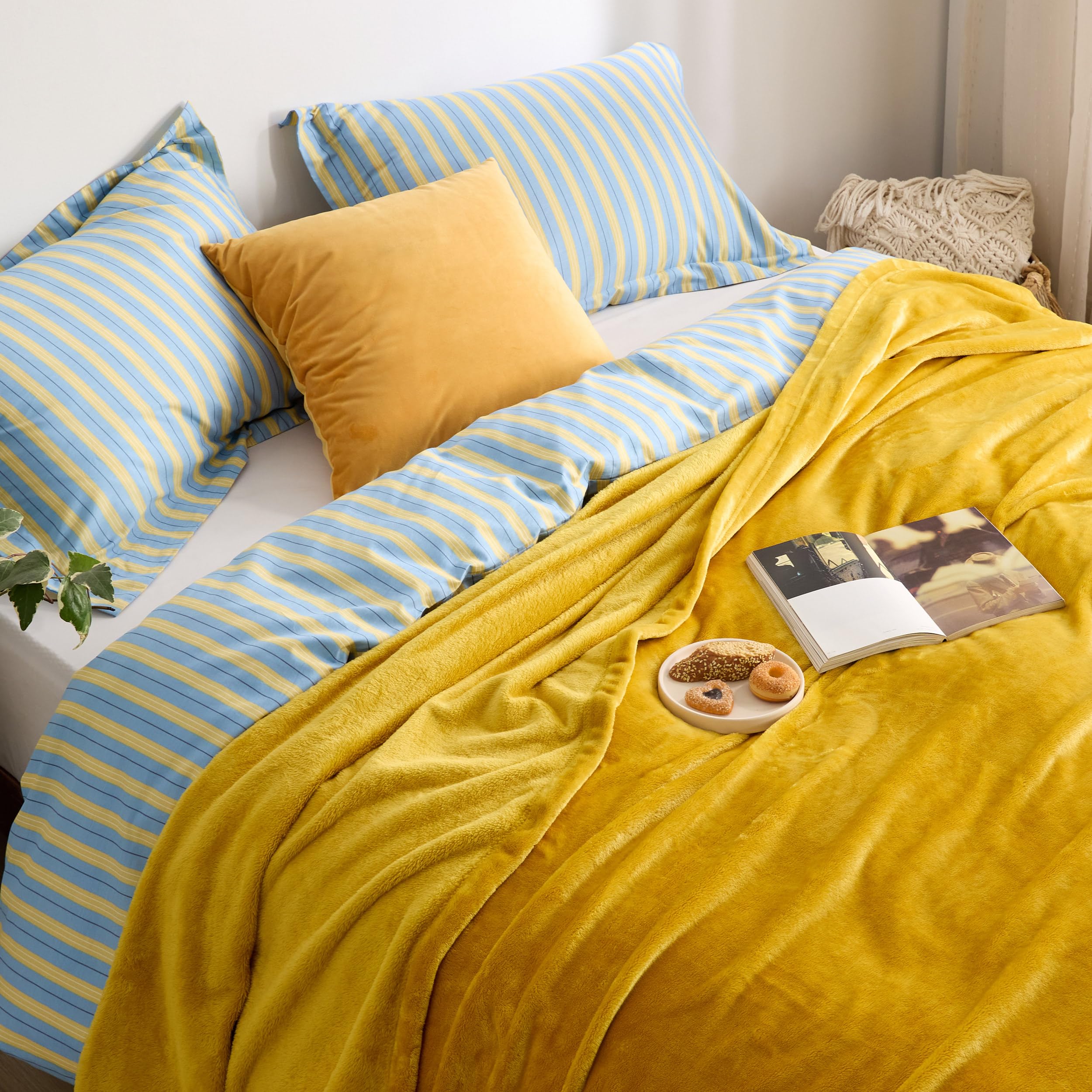 Foto 3 pulgar | Manta De Cama Con Forro Polar Queen, Dorado Y Amarillo, Suave, 230 X 230 Cm - Venta Internacional.