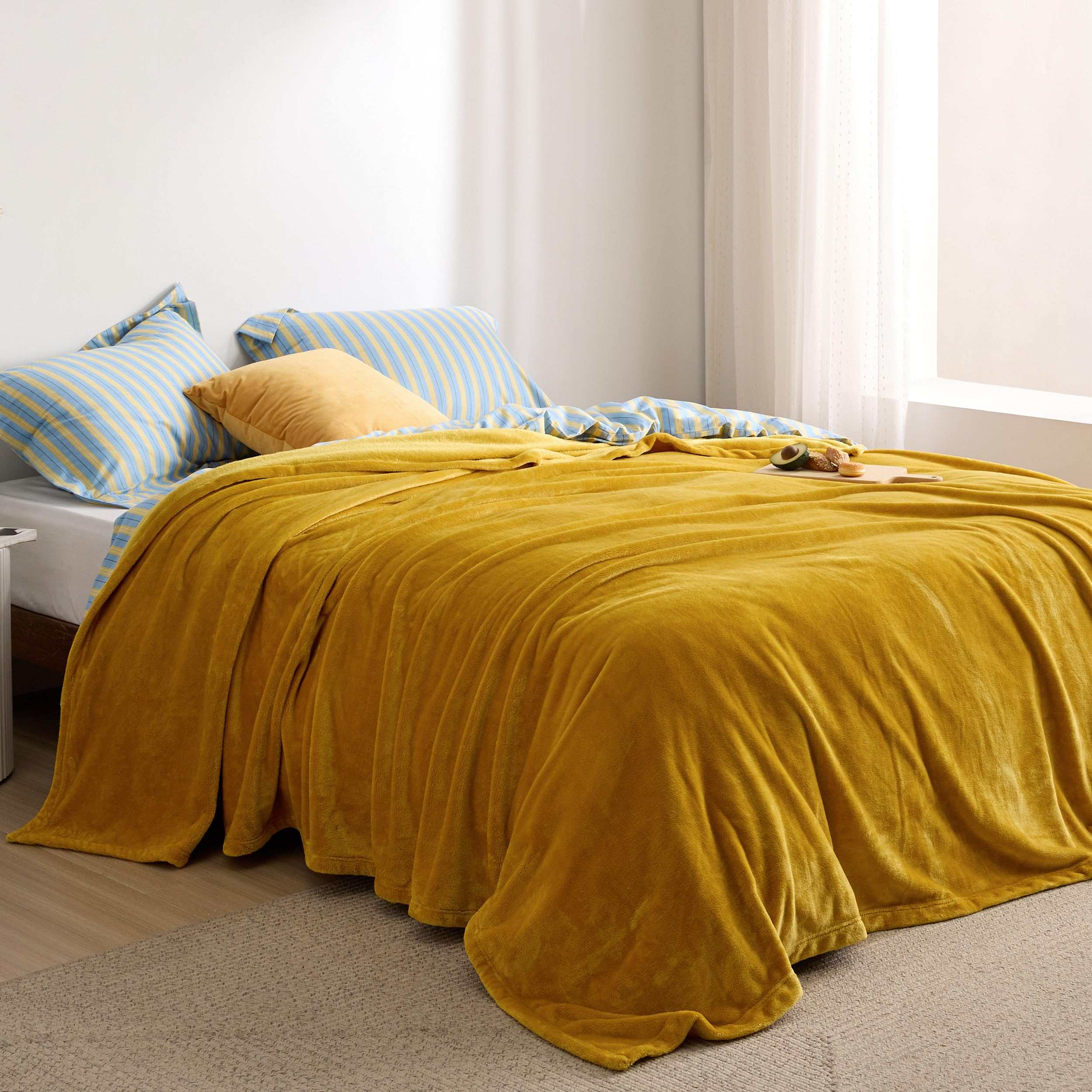 Foto 6 pulgar | Manta De Cama Con Forro Polar Queen, Dorado Y Amarillo, Suave, 230 X 230 Cm - Venta Internacional.