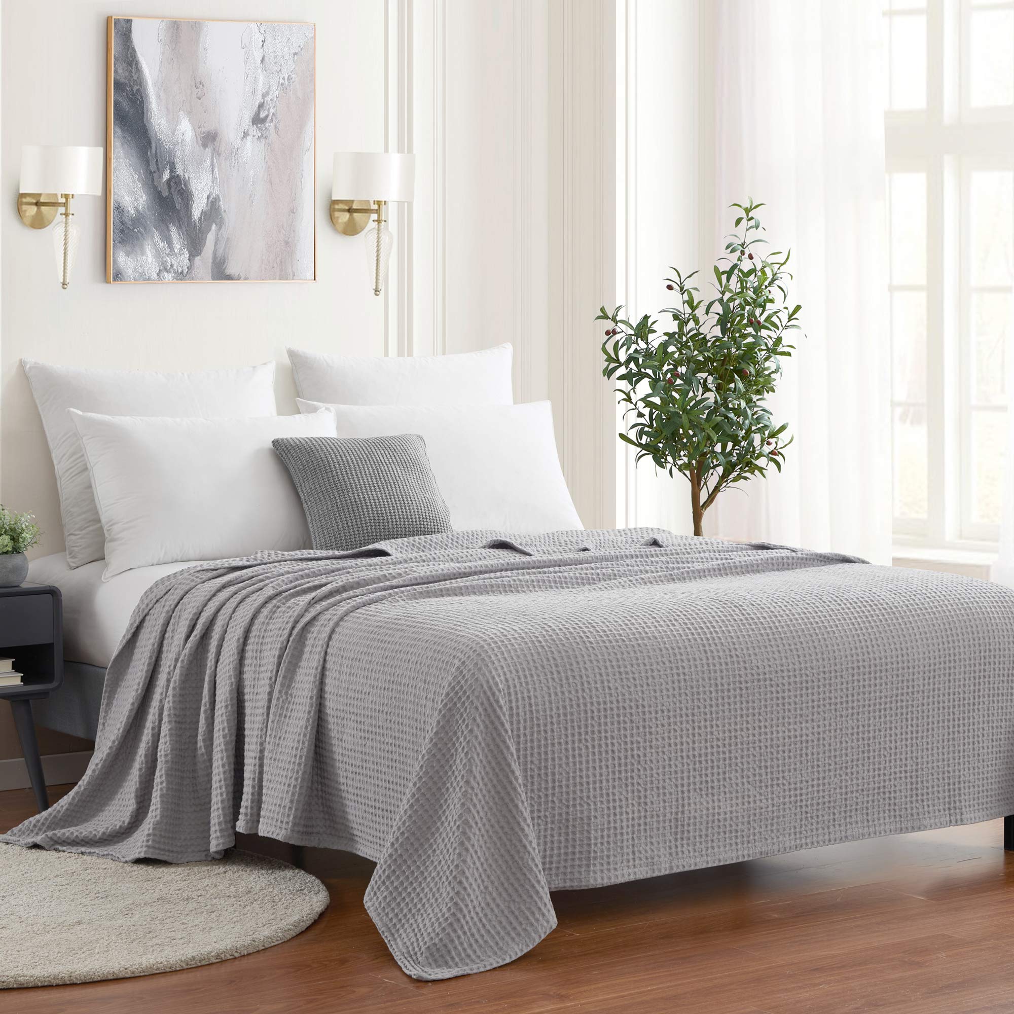 Manta De La Colección Sweet Home 100% Algodón Fino King Silver - Venta Internacional.