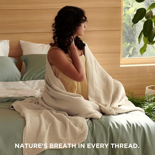 Foto 2 | Manta Bedsure De Muselina, 100% Algodón, 125 X 180 Cm, Color Beige - Venta Internacional.