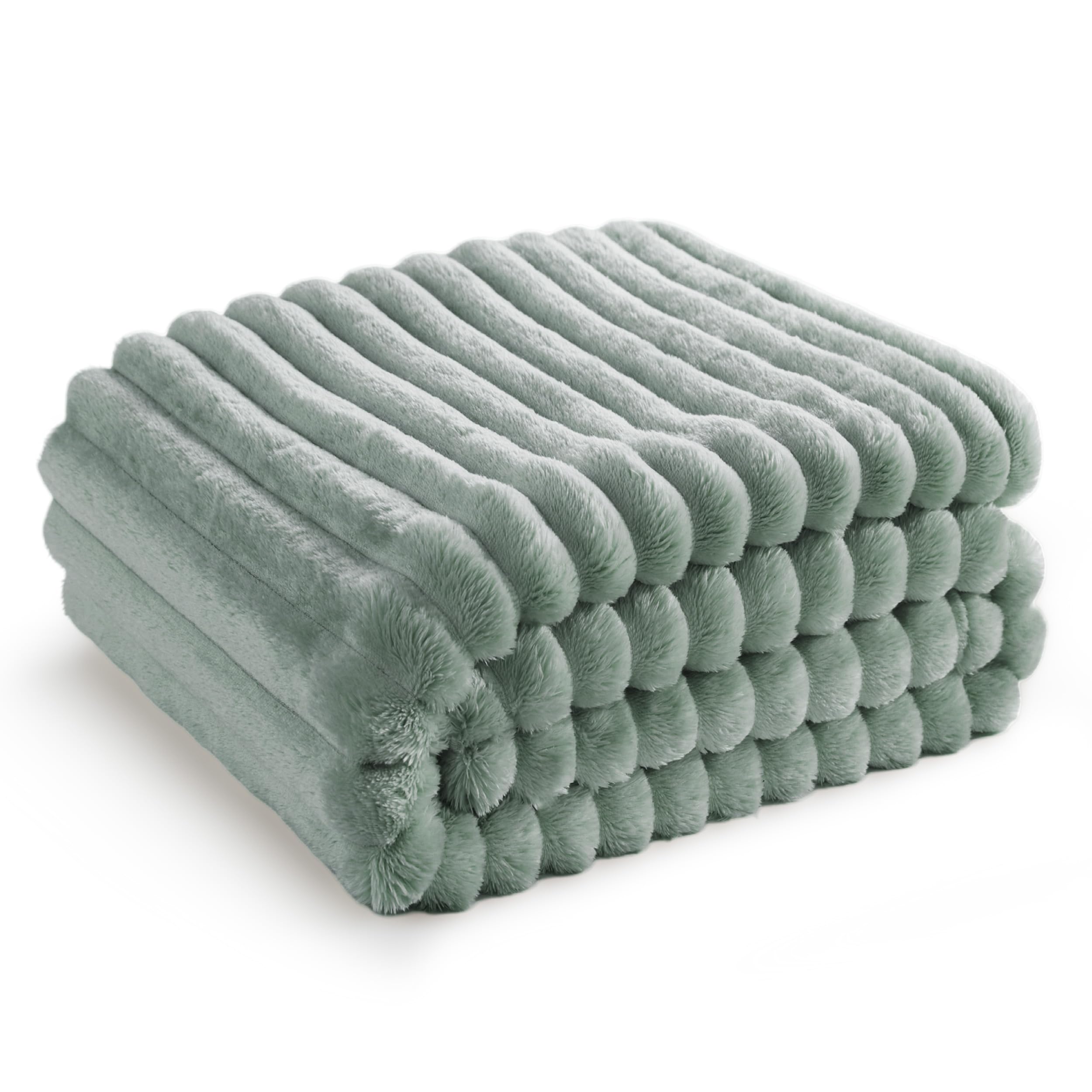 Manta Bedsure Twin Gentlesoft Acogedora, Forro Polar De Franela, Color Verde Salvia - Venta Internacional.