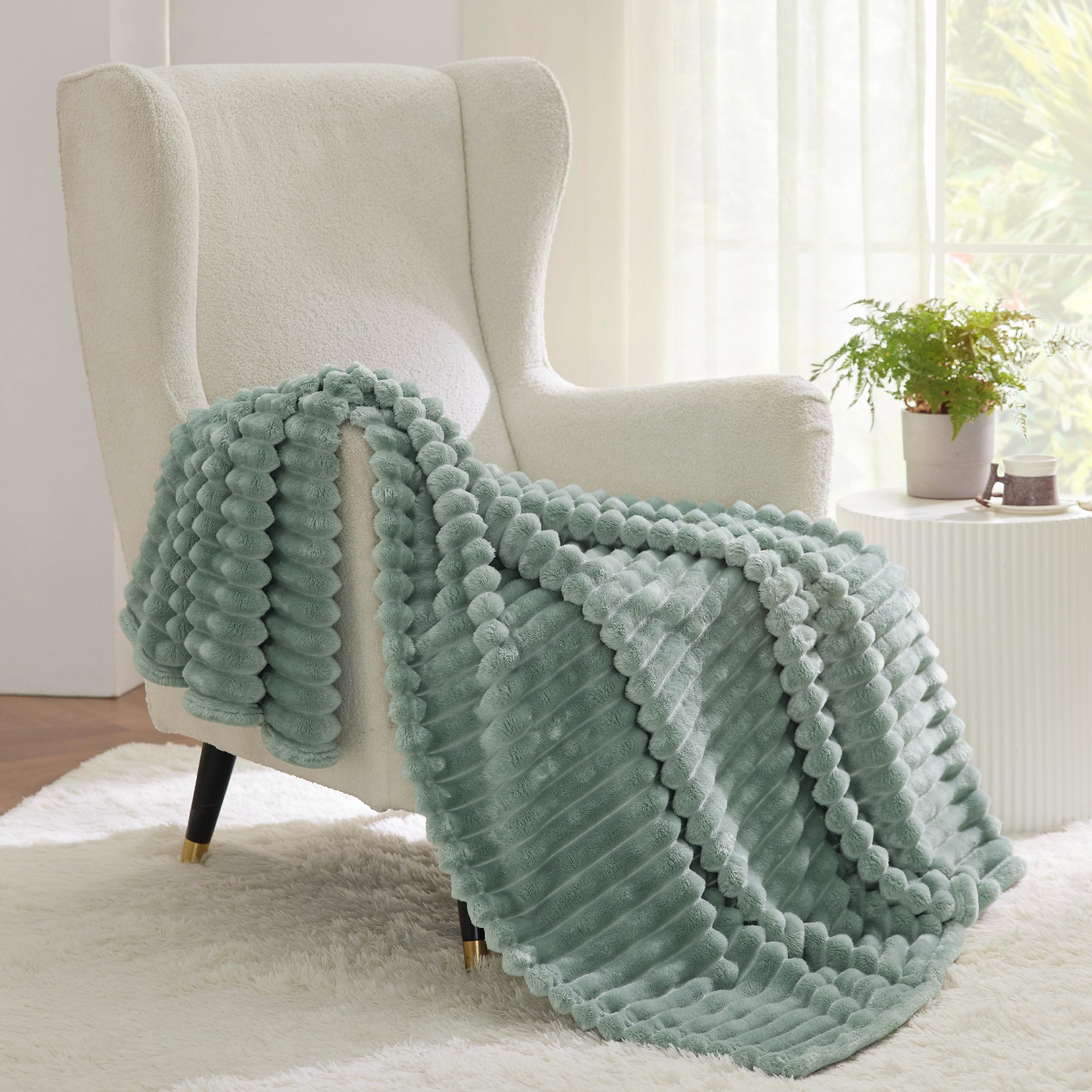 Foto 3 pulgar | Manta Bedsure Twin Gentlesoft Acogedora, Forro Polar De Franela, Color Verde Salvia - Venta Internacional.