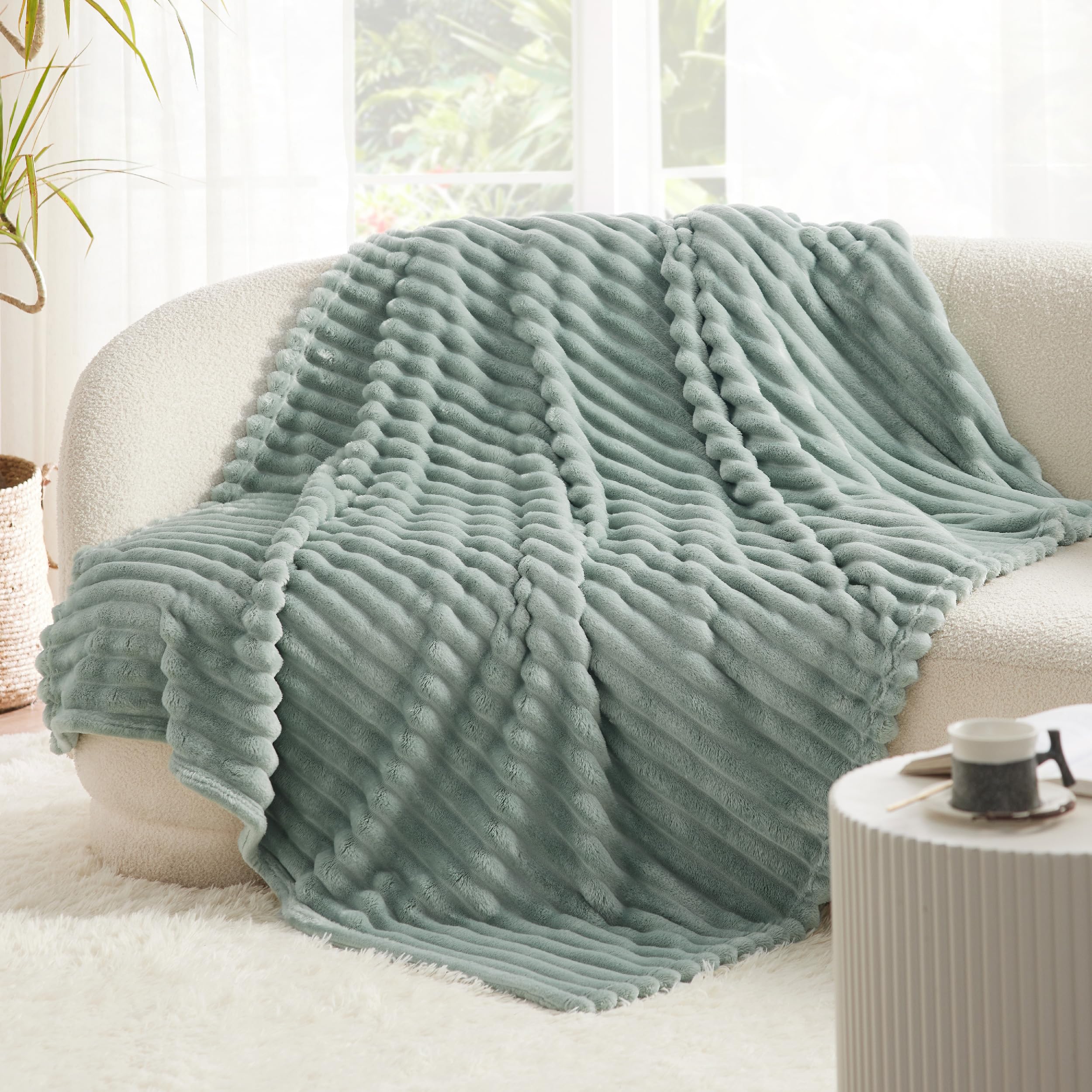 Foto 6 pulgar | Manta Bedsure Twin Gentlesoft Acogedora, Forro Polar De Franela, Color Verde Salvia - Venta Internacional.