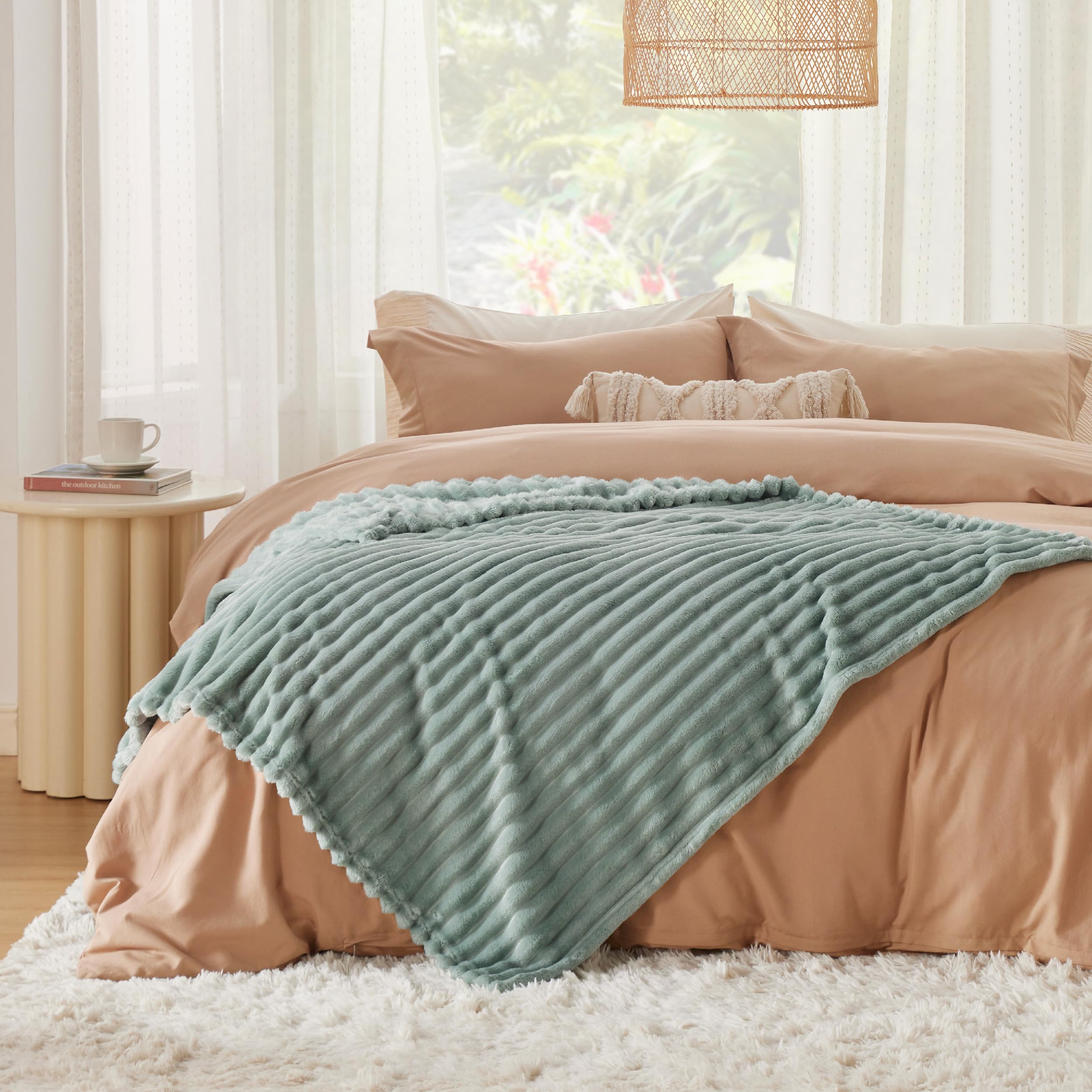 Foto 7 pulgar | Manta Bedsure Twin Gentlesoft Acogedora, Forro Polar De Franela, Color Verde Salvia - Venta Internacional.