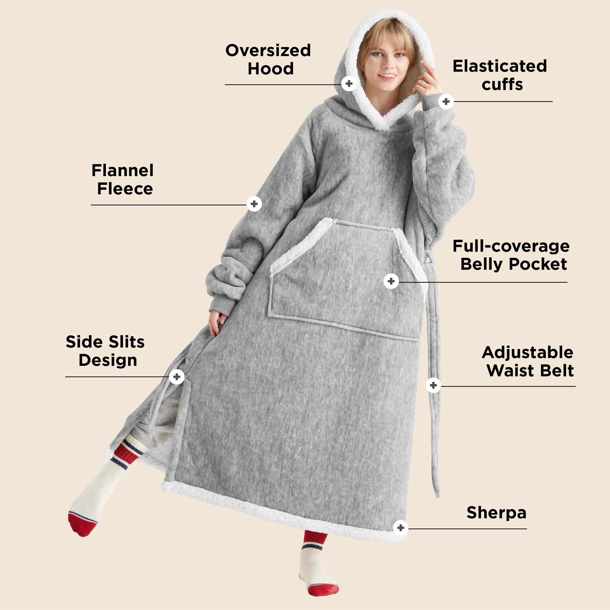 Foto 3 pulgar | Manta Portátil Con Capucha Para Mujeres Y Hombres, Color Gris - Venta Internacional.