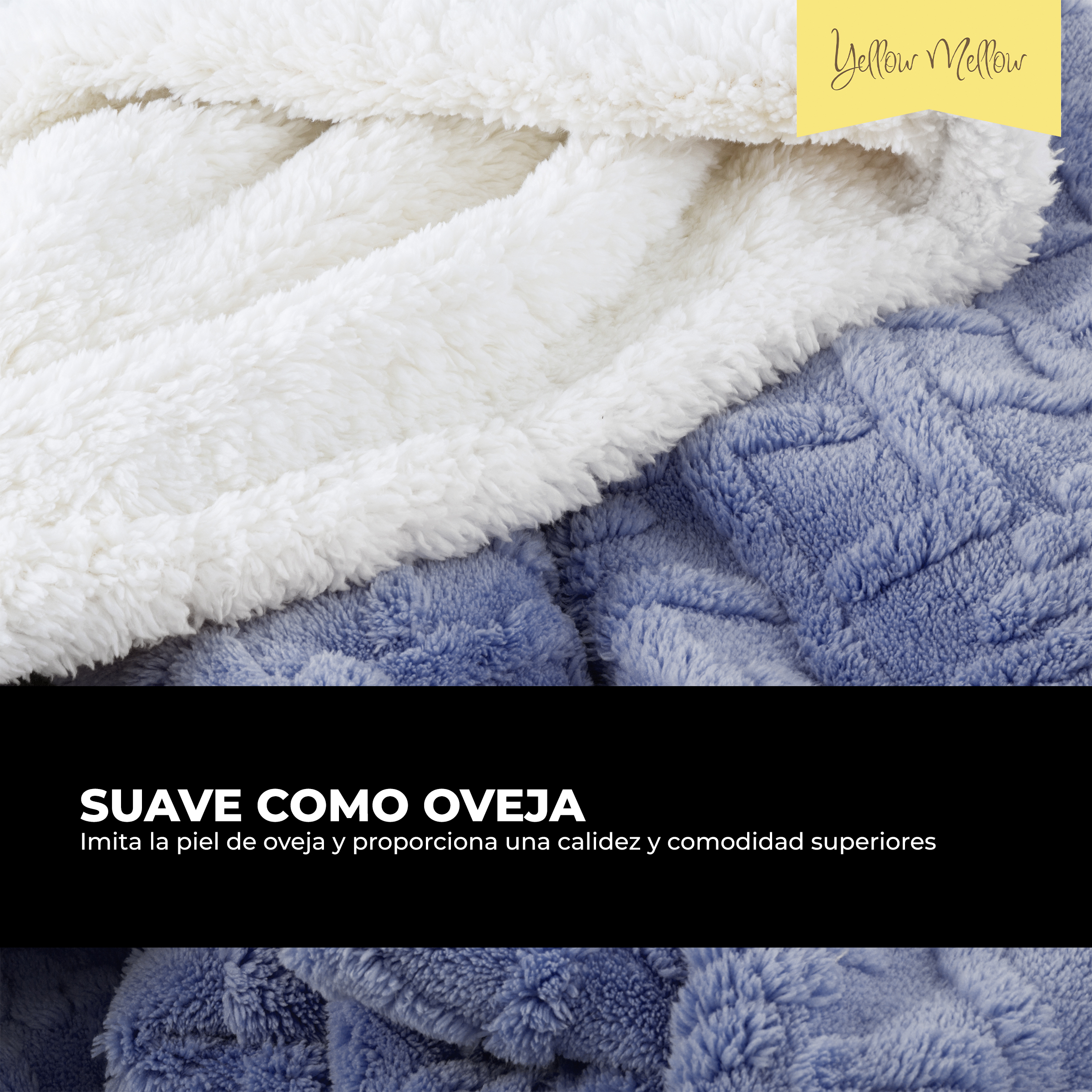 Foto 2 | Cobertor Cobija Aborregado Con Forro Polar Sherpa | Suave | Caliente | Ligera | Tamaño 230x200cm (Azul, 230x200cm)