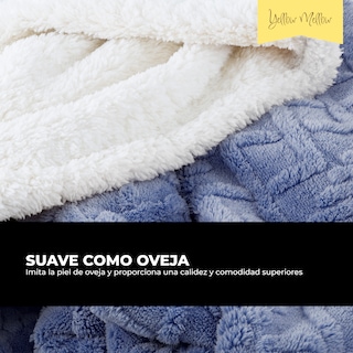 Foto 2 | Cobertor Cobija Aborregado Con Forro Polar Sherpa | Suave | Caliente | Ligera | Tamaño 230x200cm (Azul, 230x200cm)