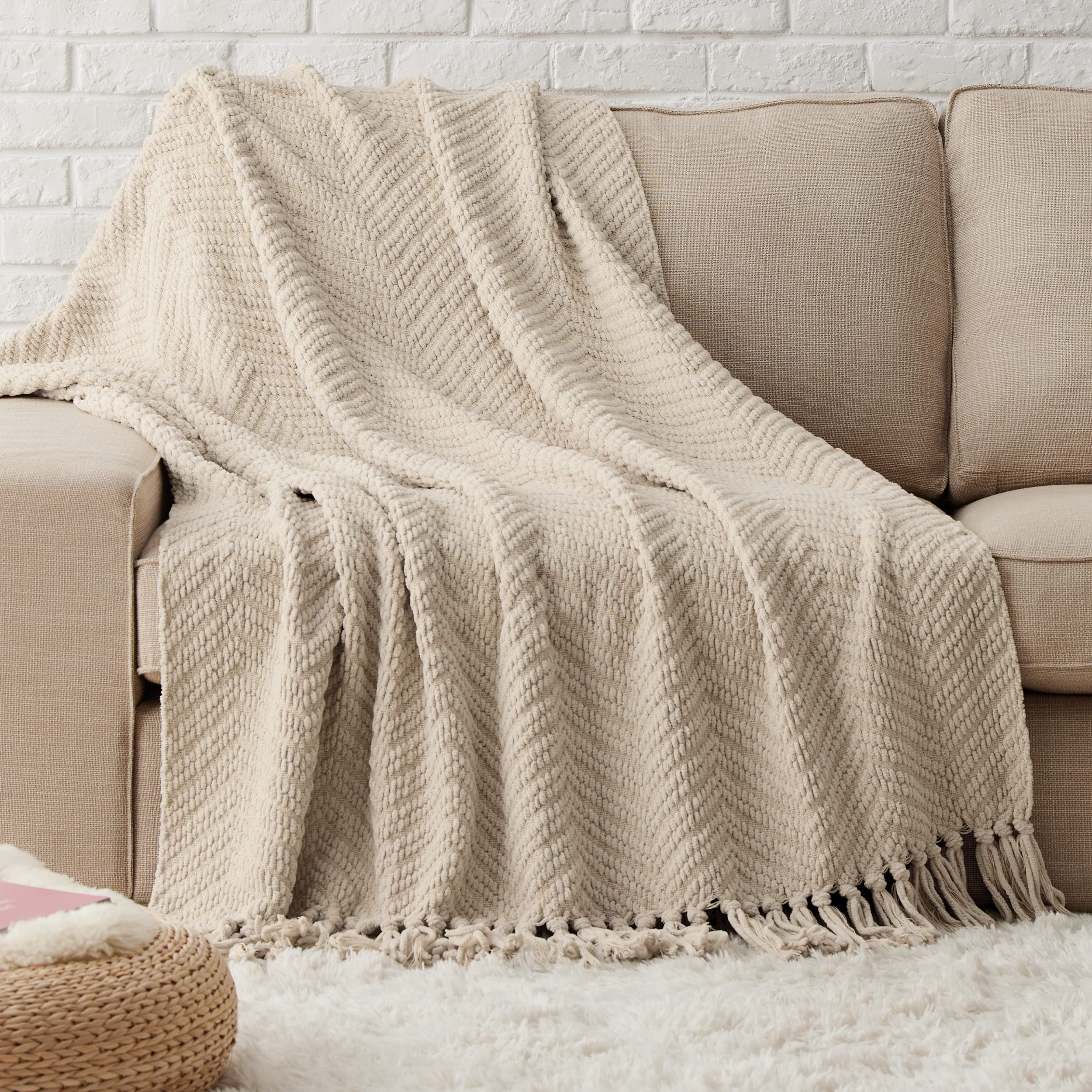 Foto 1 | Manta De Cama Tejida Texturizada De Felpilla, 50 X 60 Cm - Venta Internacional.