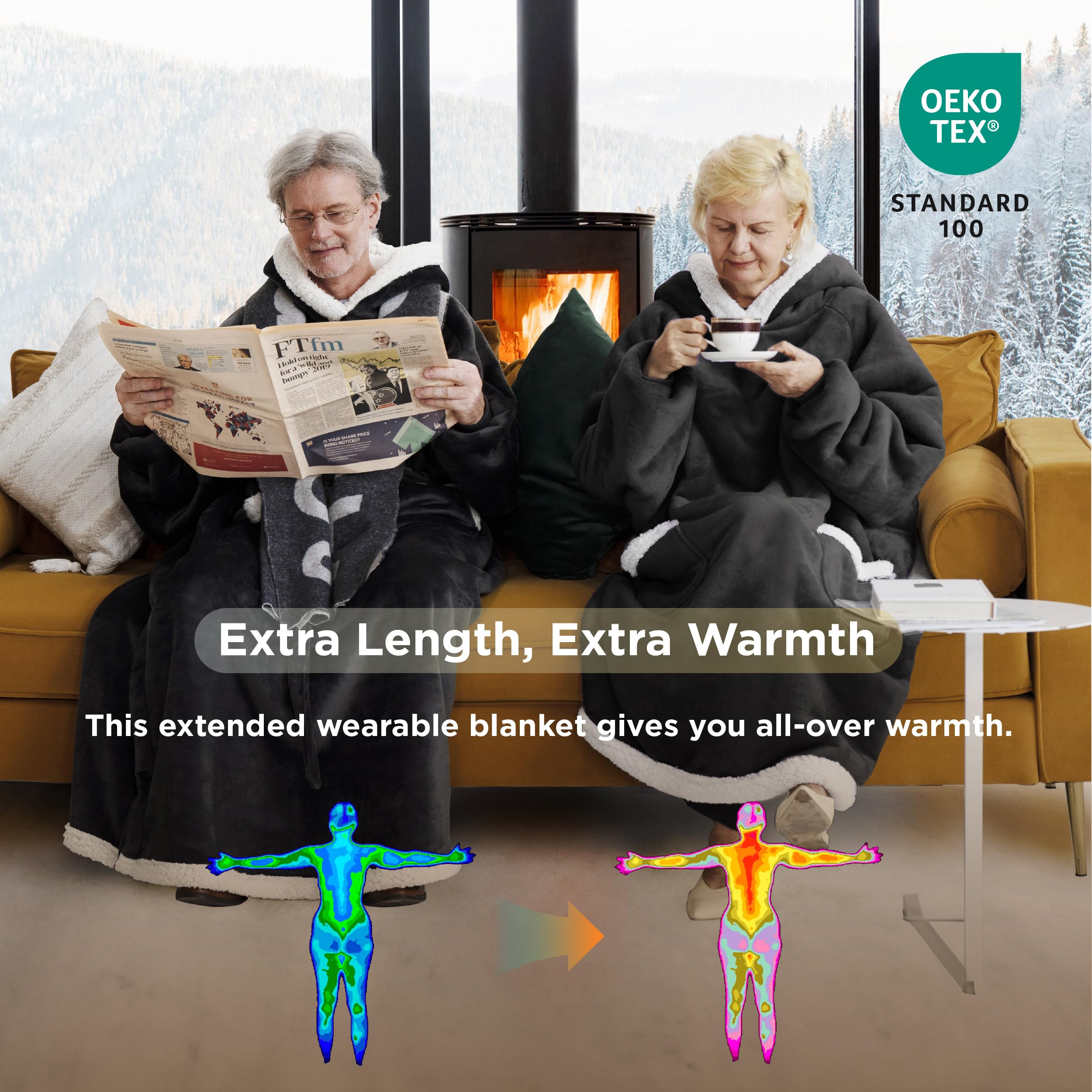 Foto 4 | Manta Portátil Con Capucha Bedsure Para Mujer Y Hombre, Sherpa, Color Carbón - Venta Internacional.