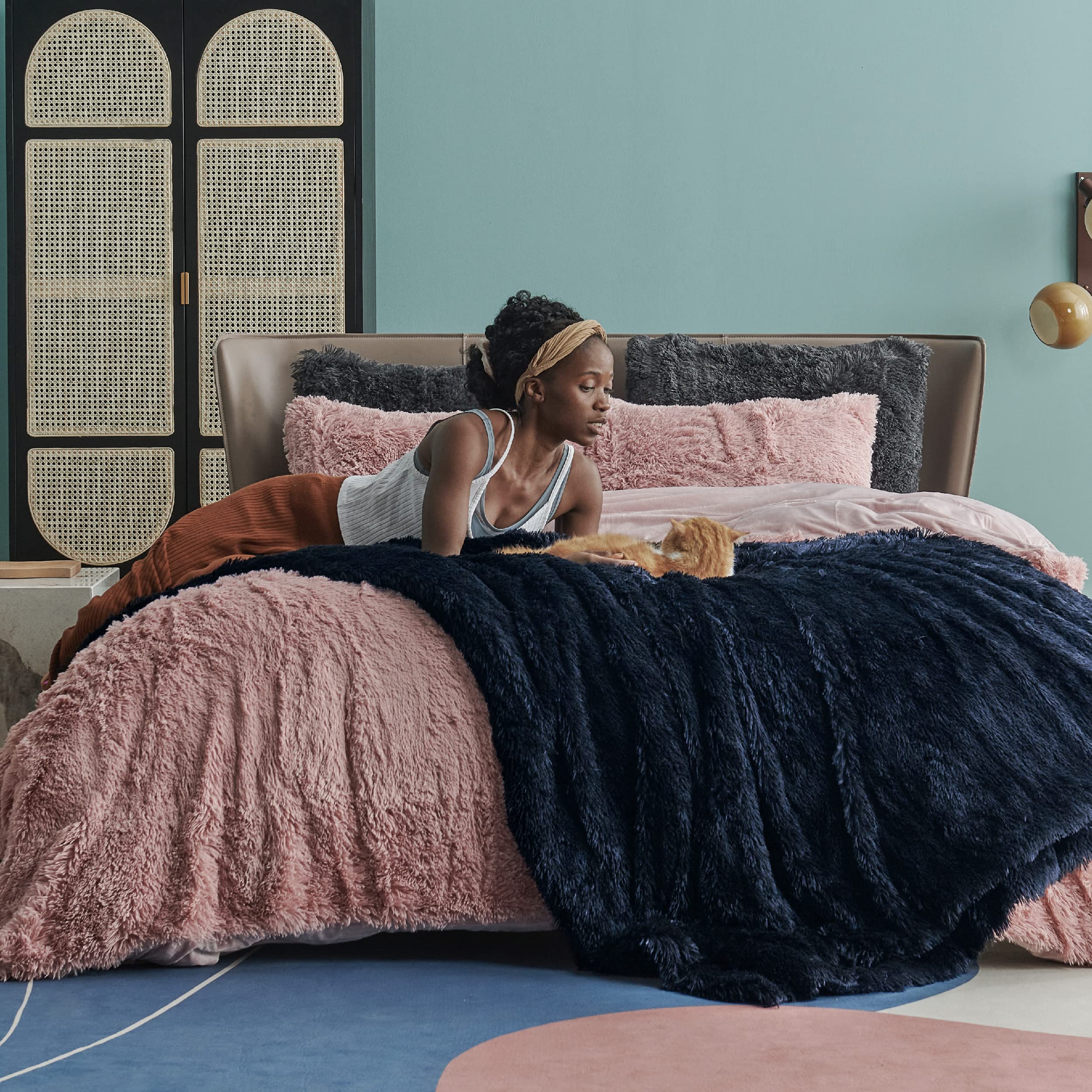 Foto 4 pulgar | Forro Polar De Piel Sintética Blanket Bedsure Fluffy, Azul Marino, Tamaño Queen - Venta Internacional.