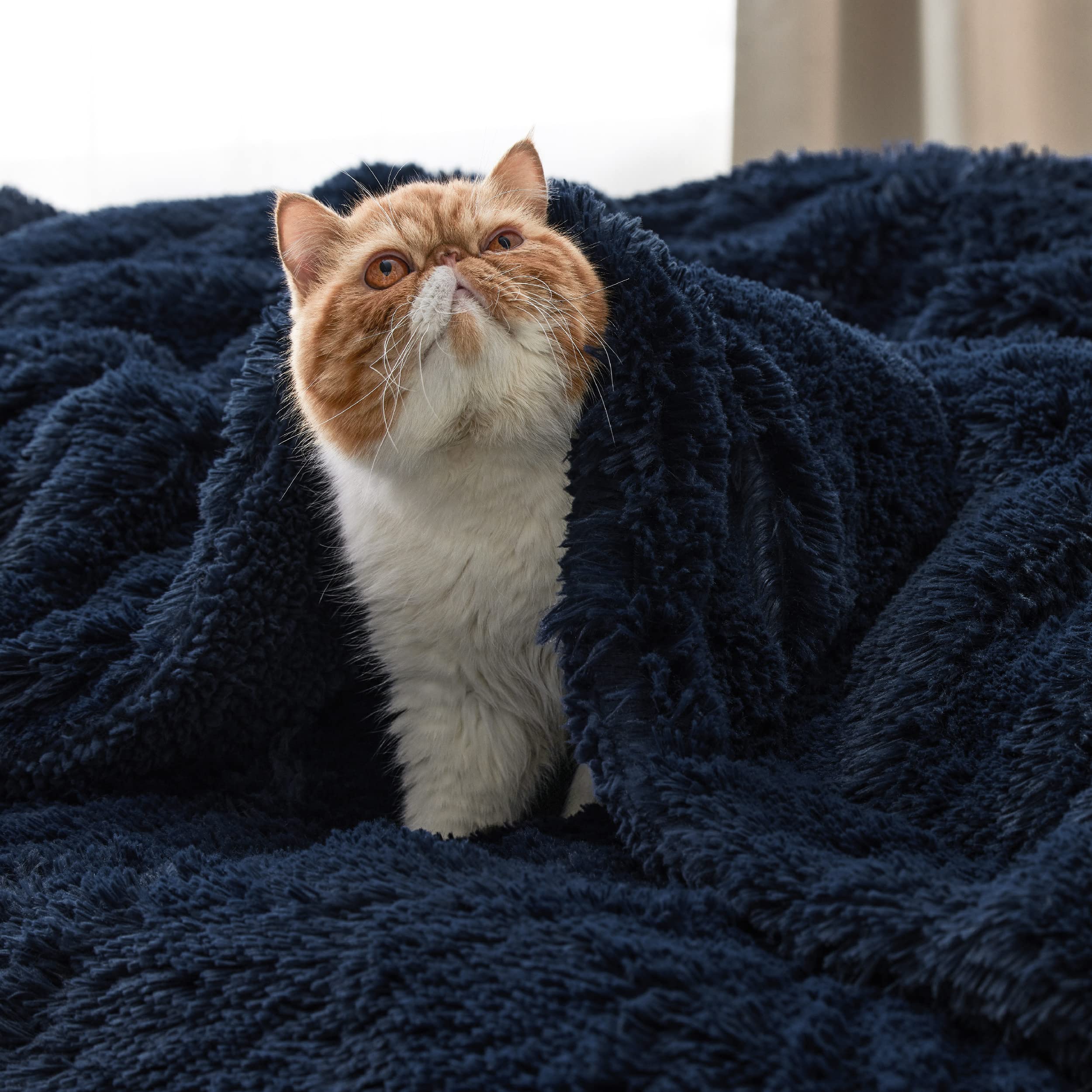 Foto 5 | Forro Polar De Piel Sintética Blanket Bedsure Fluffy, Azul Marino, Tamaño Queen - Venta Internacional.