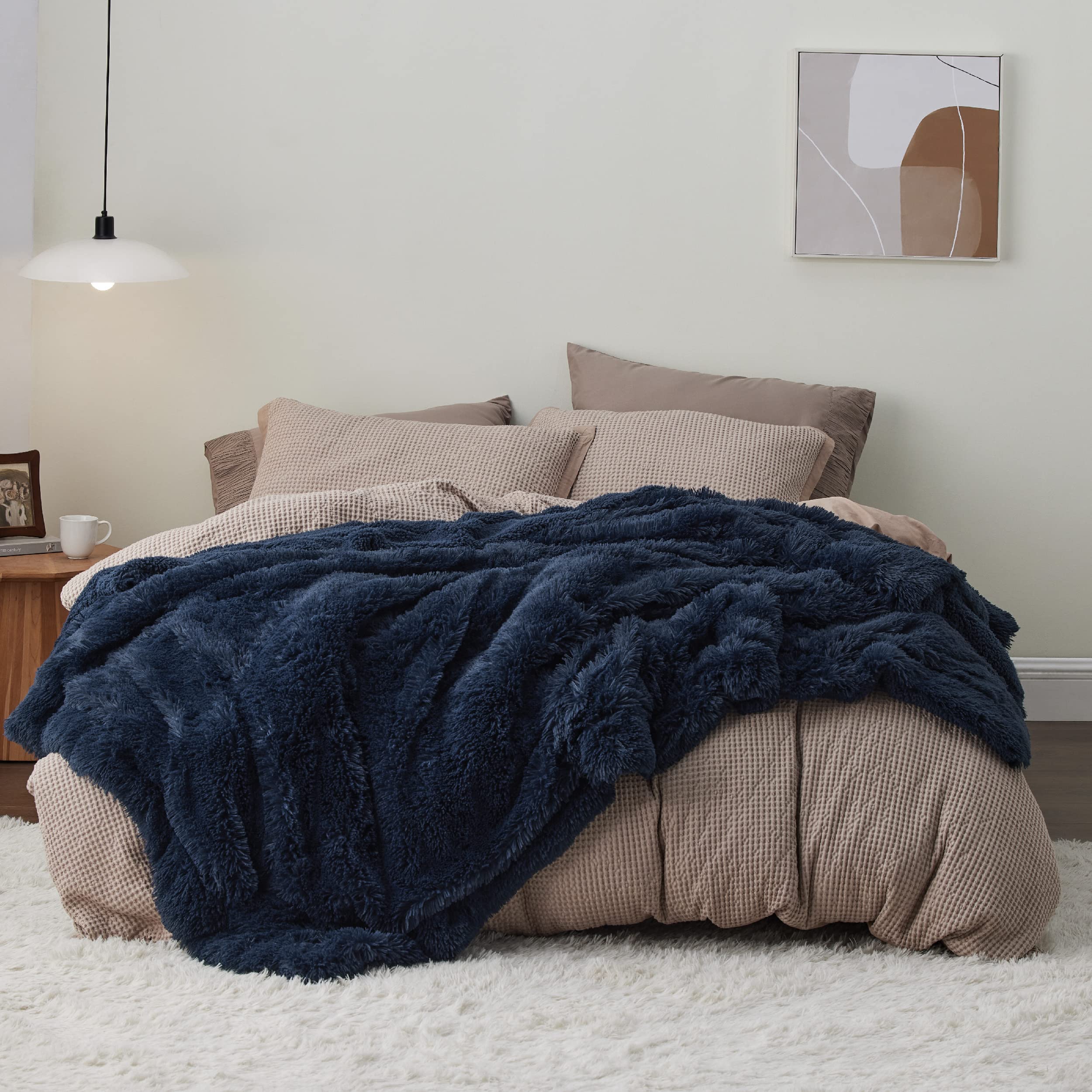 Foto 7 pulgar | Forro Polar De Piel Sintética Blanket Bedsure Fluffy, Azul Marino, Tamaño Queen - Venta Internacional.
