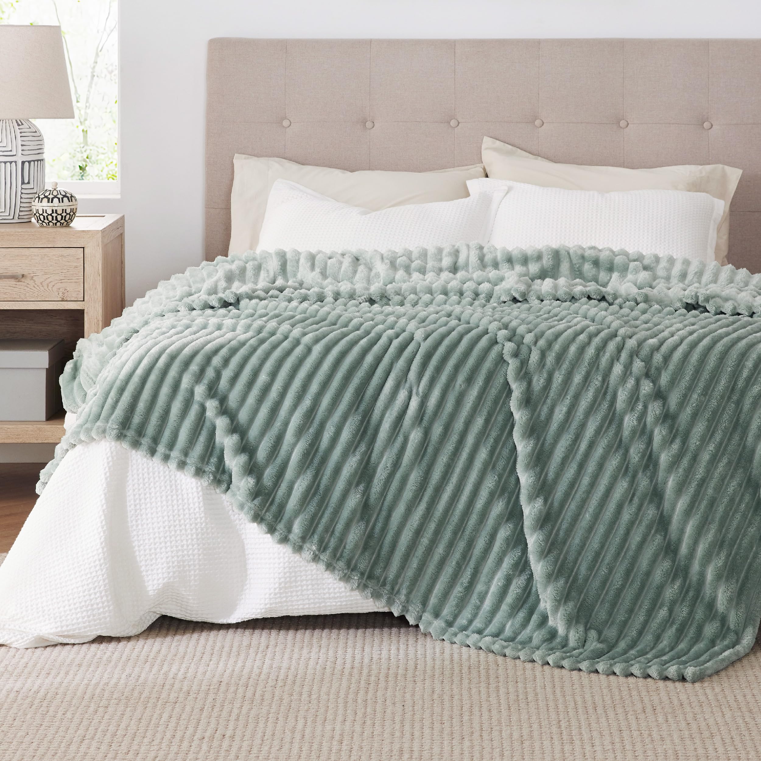 Foto 2 | Manta Bedsure Gentlesoft, Forro Polar De Franela, Tamaño Queen, Color Verde Salvia - Venta Internacional.