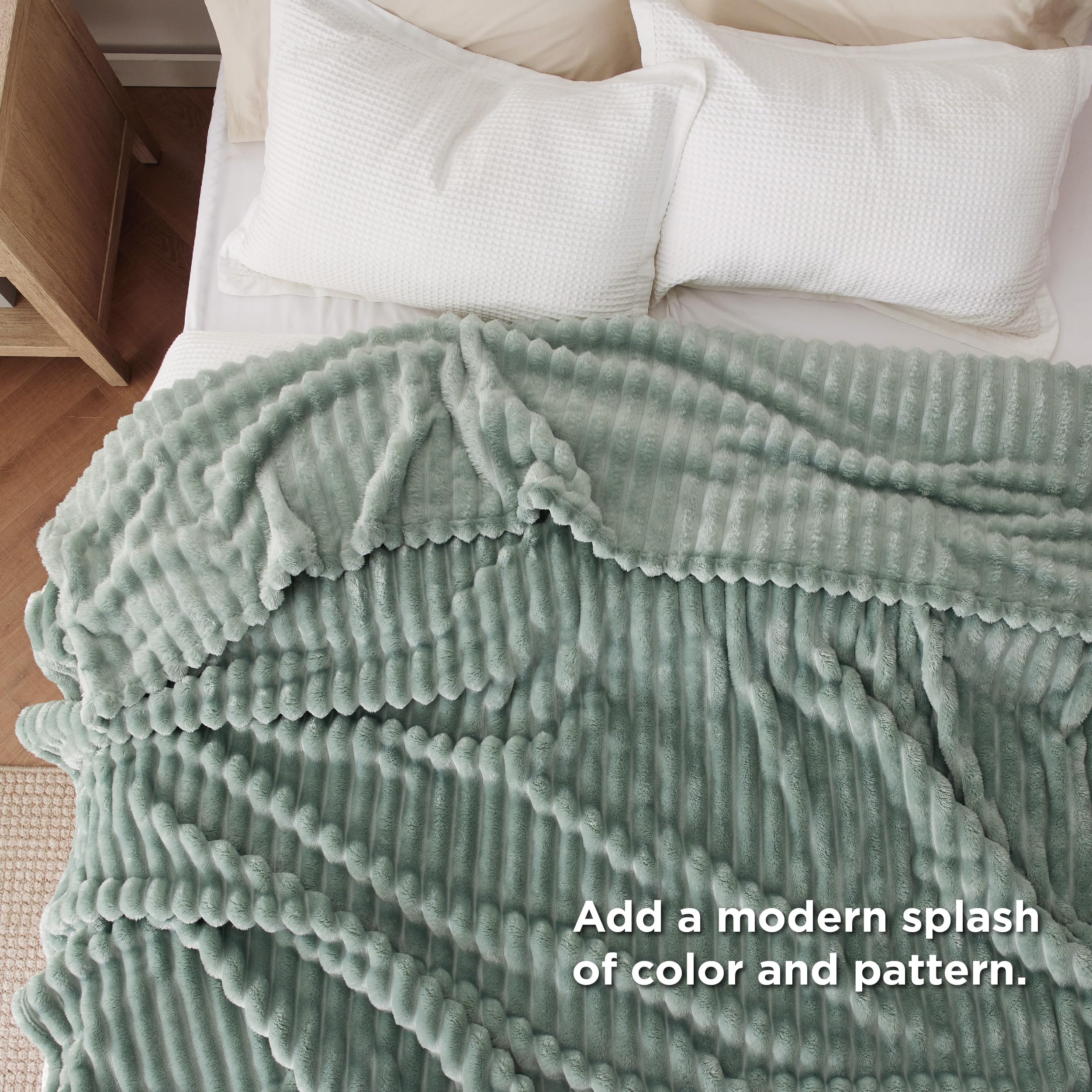 Foto 6 pulgar | Manta Bedsure Gentlesoft, Forro Polar De Franela, Tamaño Queen, Color Verde Salvia - Venta Internacional.