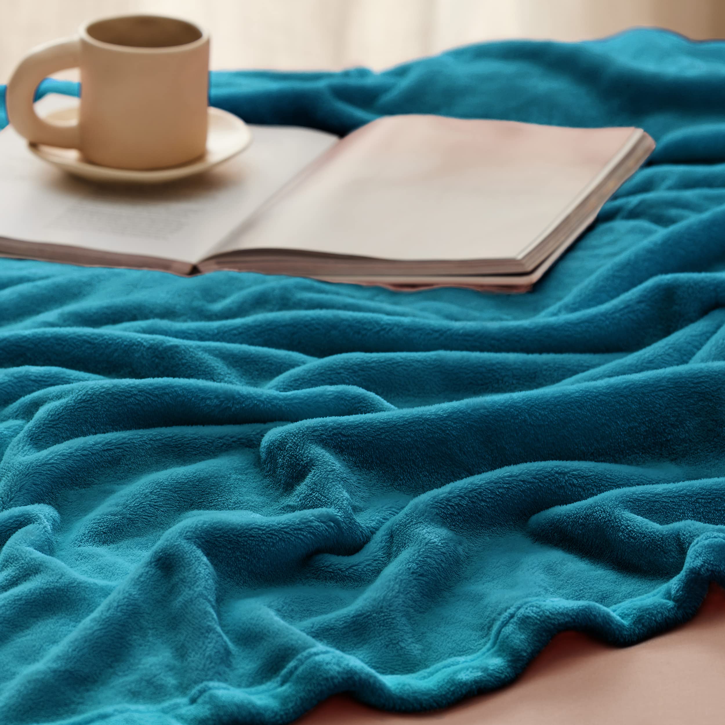 Foto 4 | Manta De Cama, Forro Polar, Tamaño Queen, Suave Y Ligera, Color Verde Azulado - Venta Internacional.