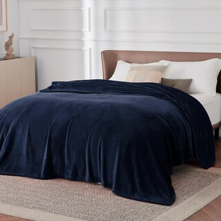 Foto 5 | Manta De Forro Polar Tamaño Completo Franela Azul Marino 220 X 230 Cm - Venta Internacional