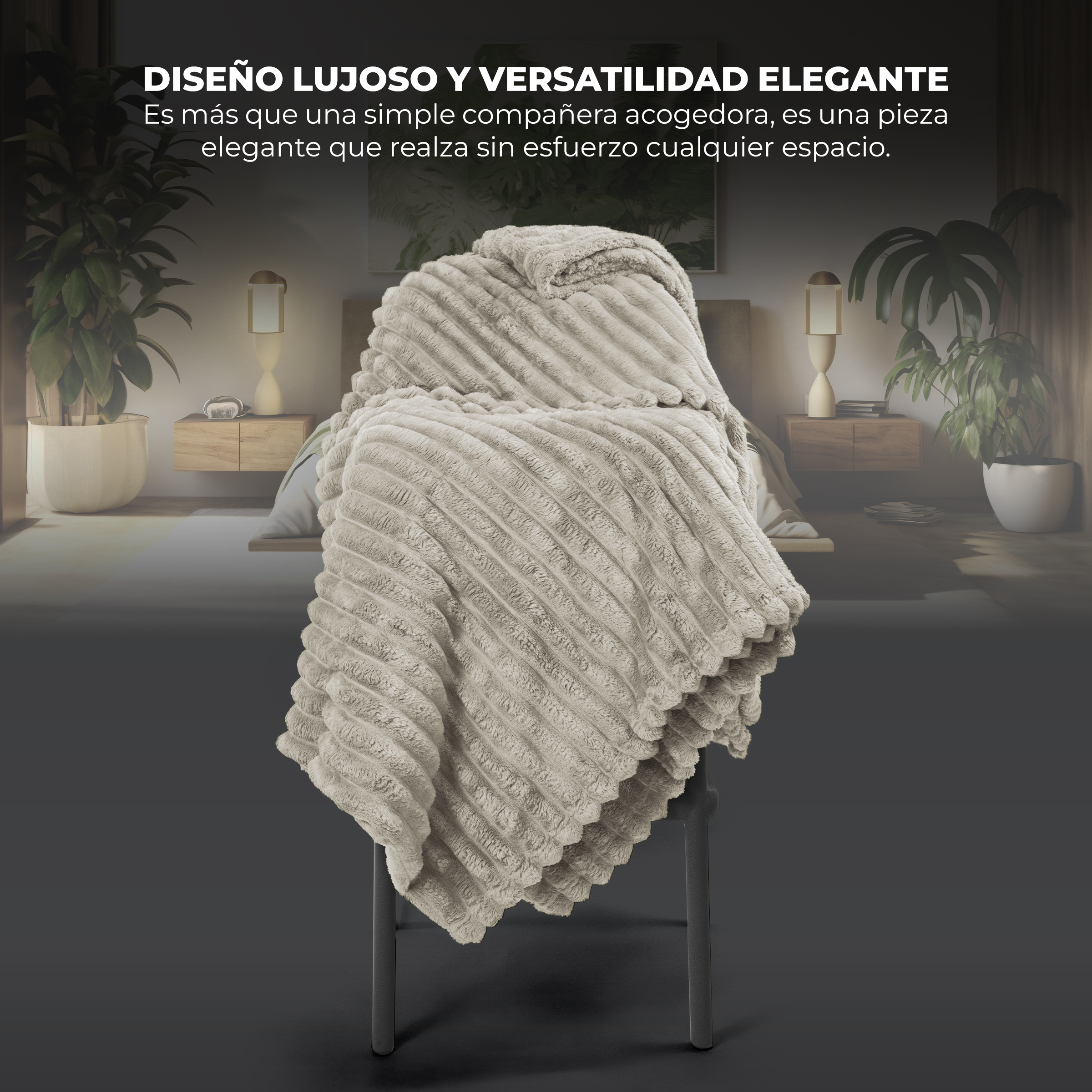Foto 3 pulgar | Cobija Stripes King Size Suave 230x200cm Beige