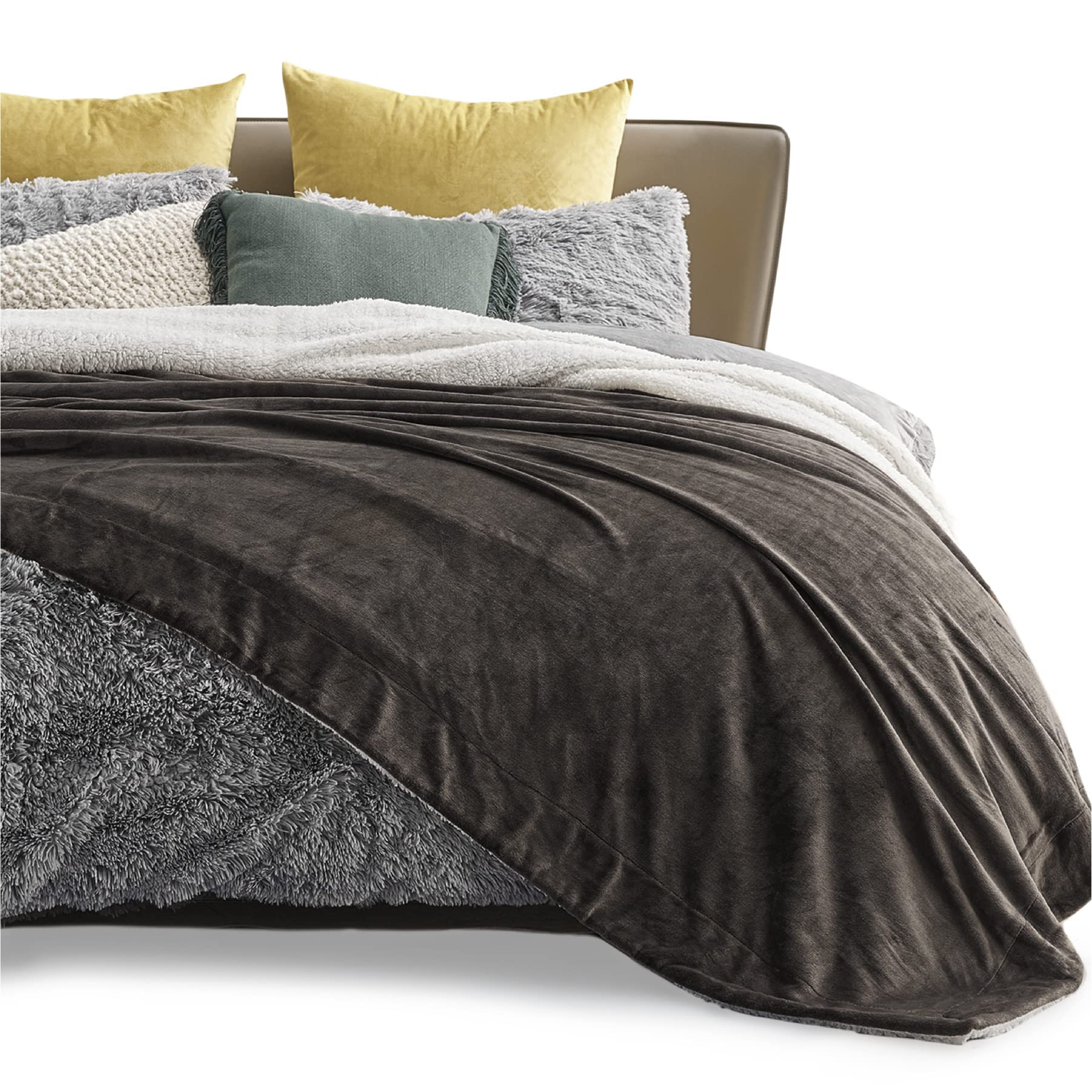 Foto 7 | Manta Bedsure Sherpa De Forro Polar, Tamaño Queen, Grueso, Marrón Cálido - Venta Internacional.