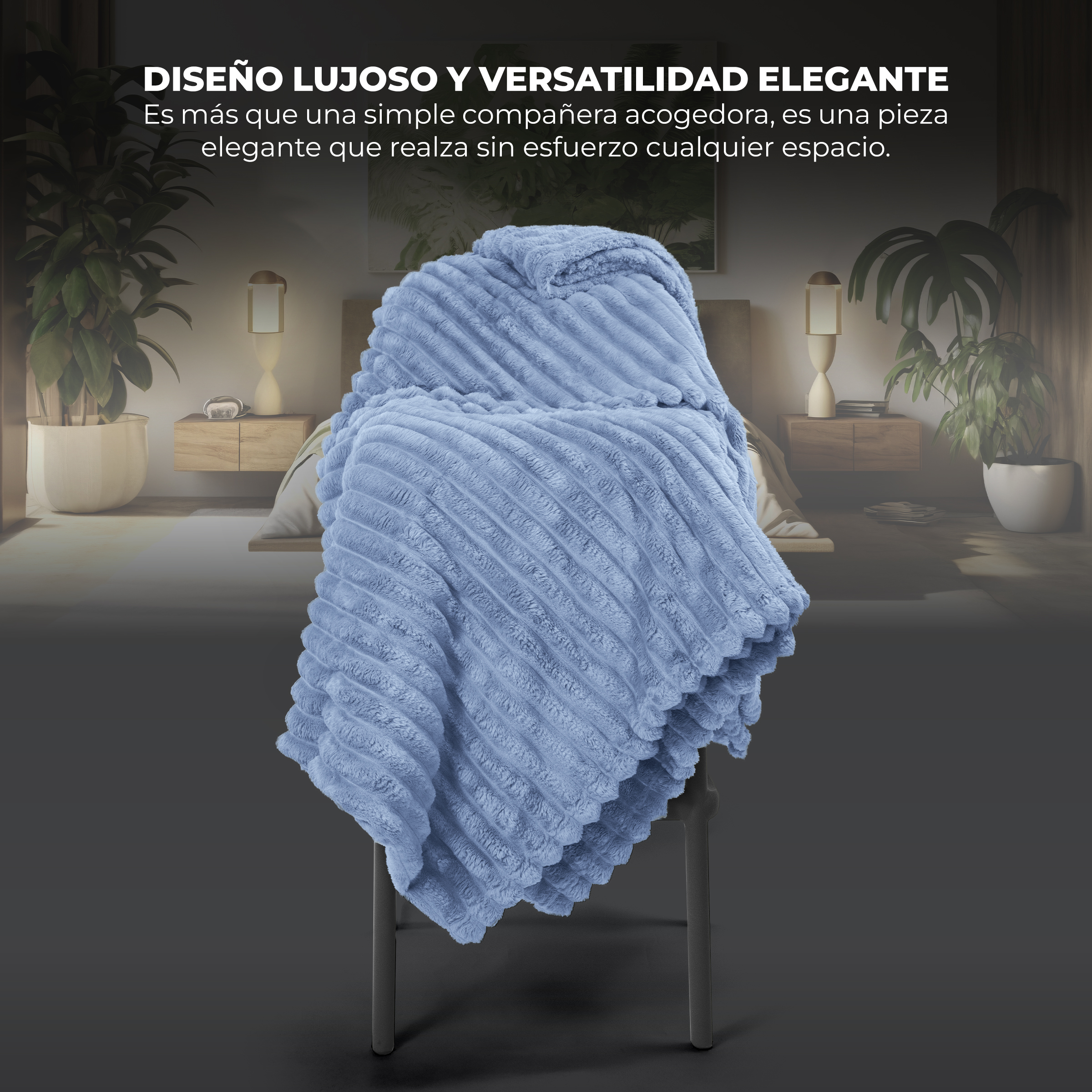 Foto 3 pulgar | Cobija Stripes King Size 230x200 cm Azul Claro