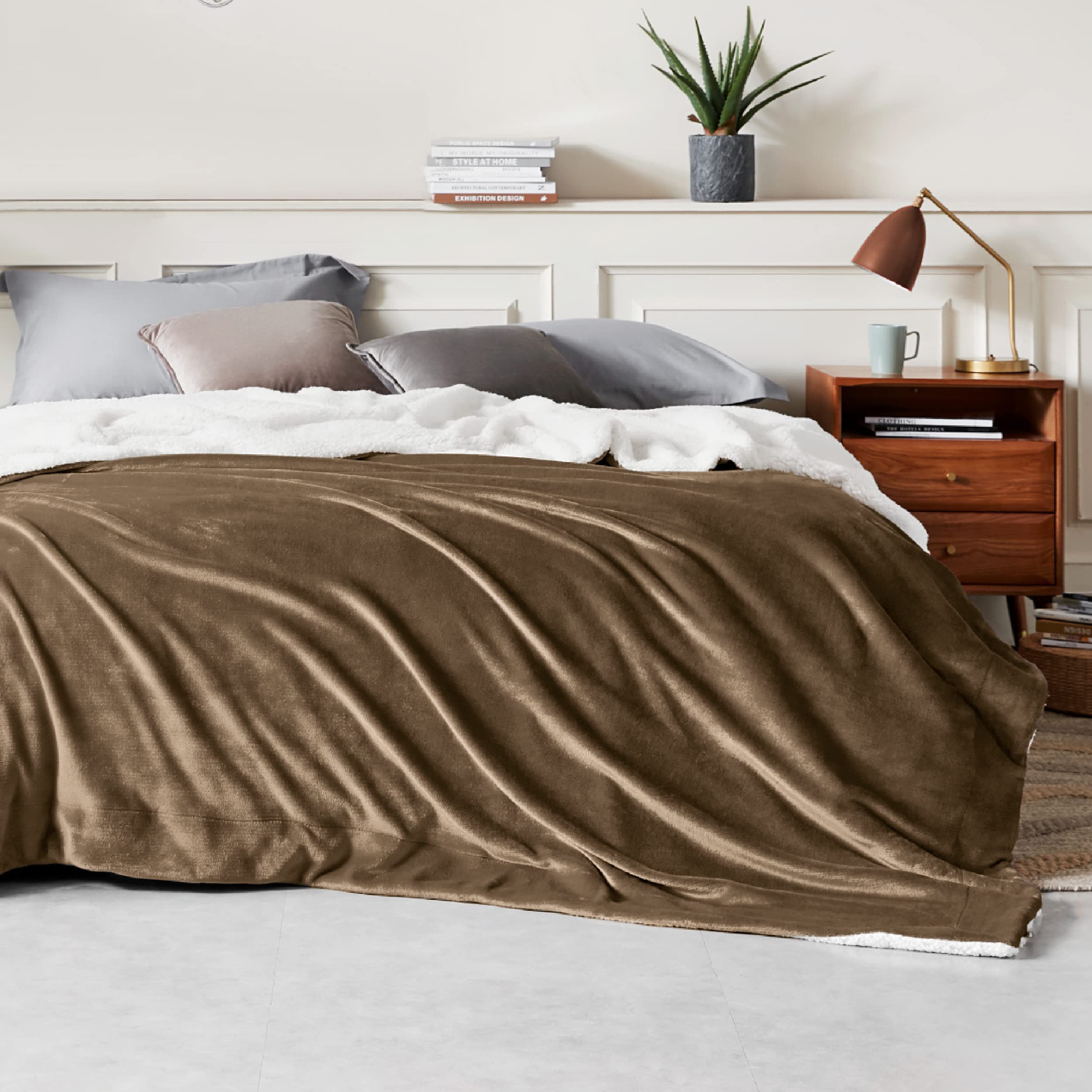 Foto 4 pulgar | Manta Bedsure Sherpa De Forro Polar, Tamaño Queen, Gruesa Y Cálida, Camel - Venta Internacional.
