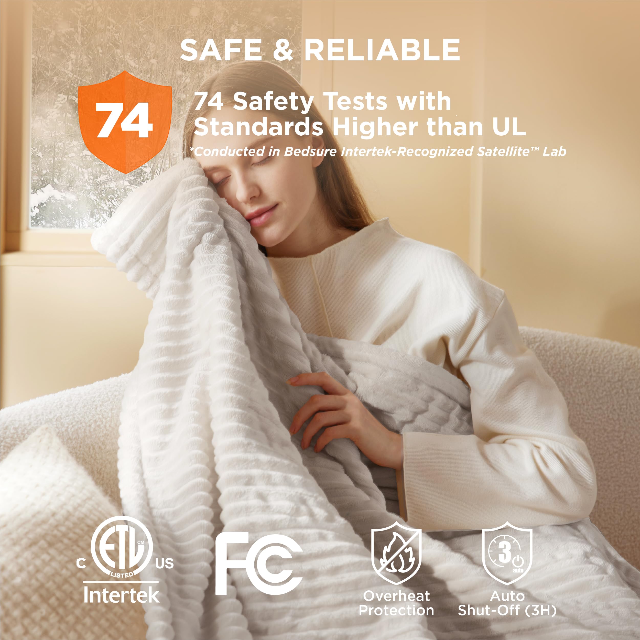 Foto 7 pulgar | Manta Eléctrica Bedsure Con Calefacción 130 X 150 Cm Color Crema - Venta Internacional
