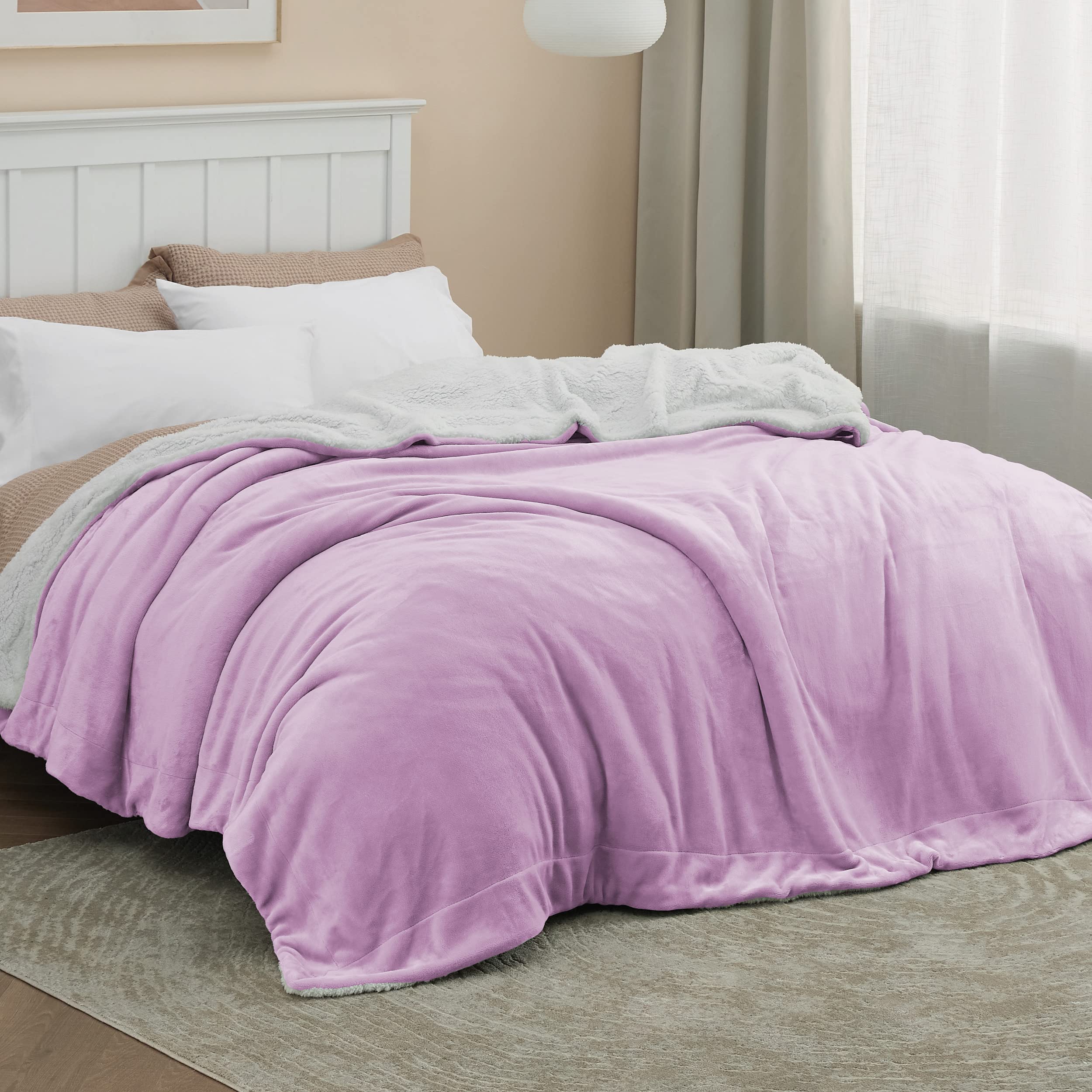 Foto 4 pulgar | Manta Bedsure Sherpa De Forro Polar Tamaño Queen Lila - Venta Internacional.