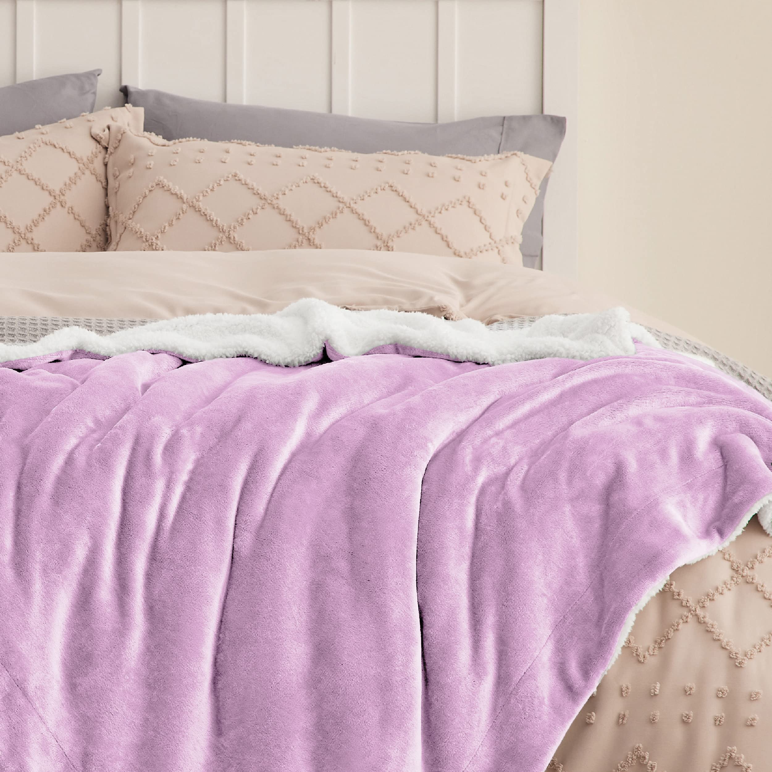 Foto 4 | Manta Bedsure Sherpa De Forro Polar, Tamaño Doble, Lila - Venta Internacional.