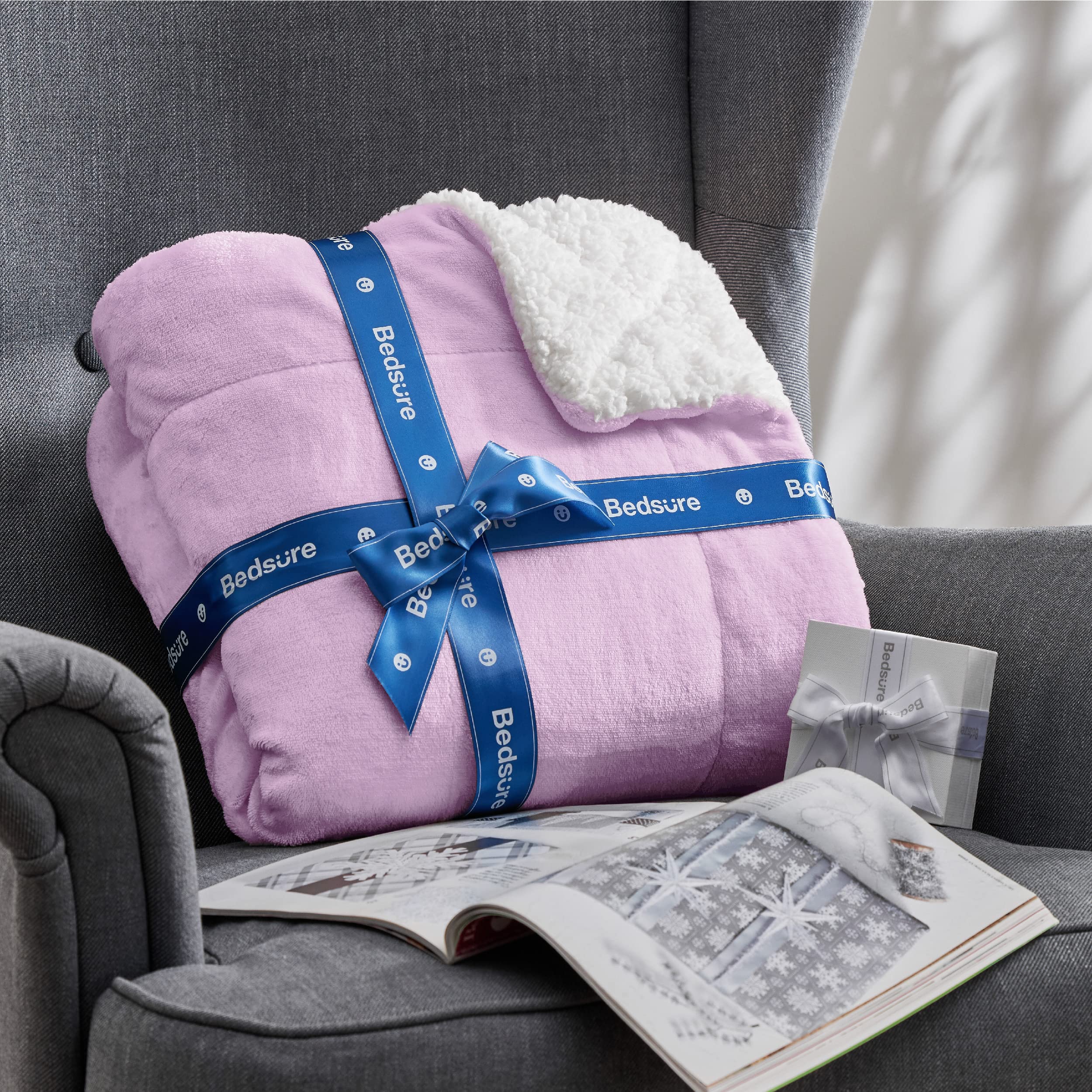 Foto 6 | Manta Bedsure Sherpa De Forro Polar, Tamaño Doble, Lila - Venta Internacional.