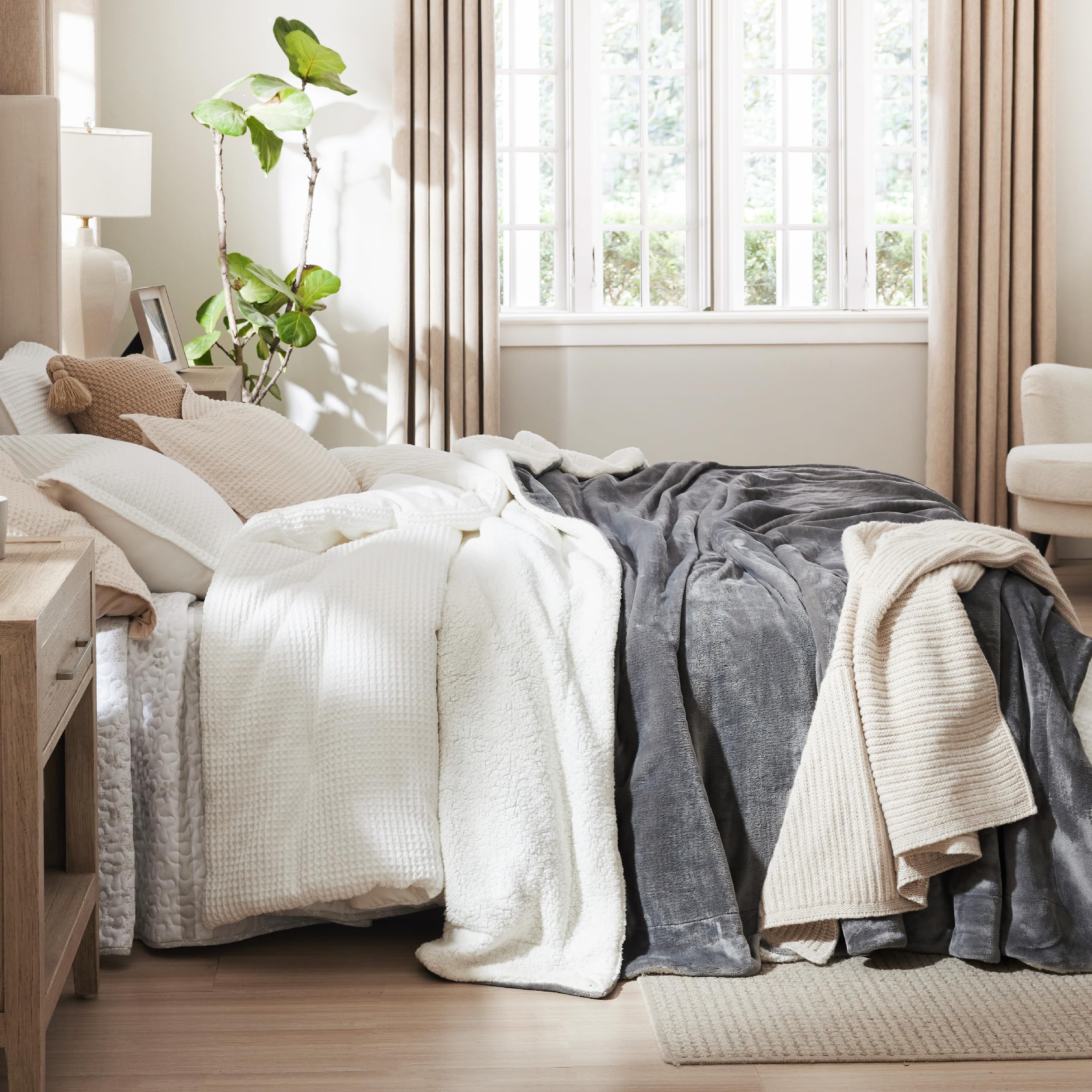 Foto 8 pulgar | Manta Bedsure Sherpa De Forro Polar, Tamaño Queen, 220 G/m², Color Gris Invierno - Venta Internacional.