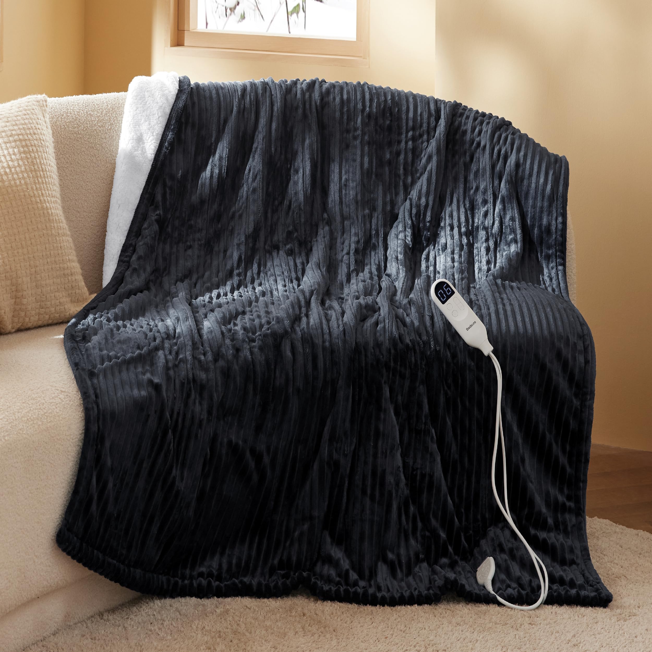 Foto 2 pulgar | Manta Eléctrica Bedsure con Calefacción 50 X 60 Pulgadas Franela Negra - Venta Internacional
