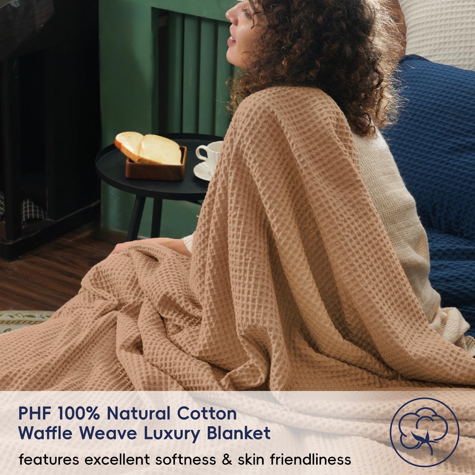 Foto 3 pulgar | Manta Phf Waffle Weave, 100% Algodón, Tamaño Doble, 168 X 229 Cm - Venta Internacional.