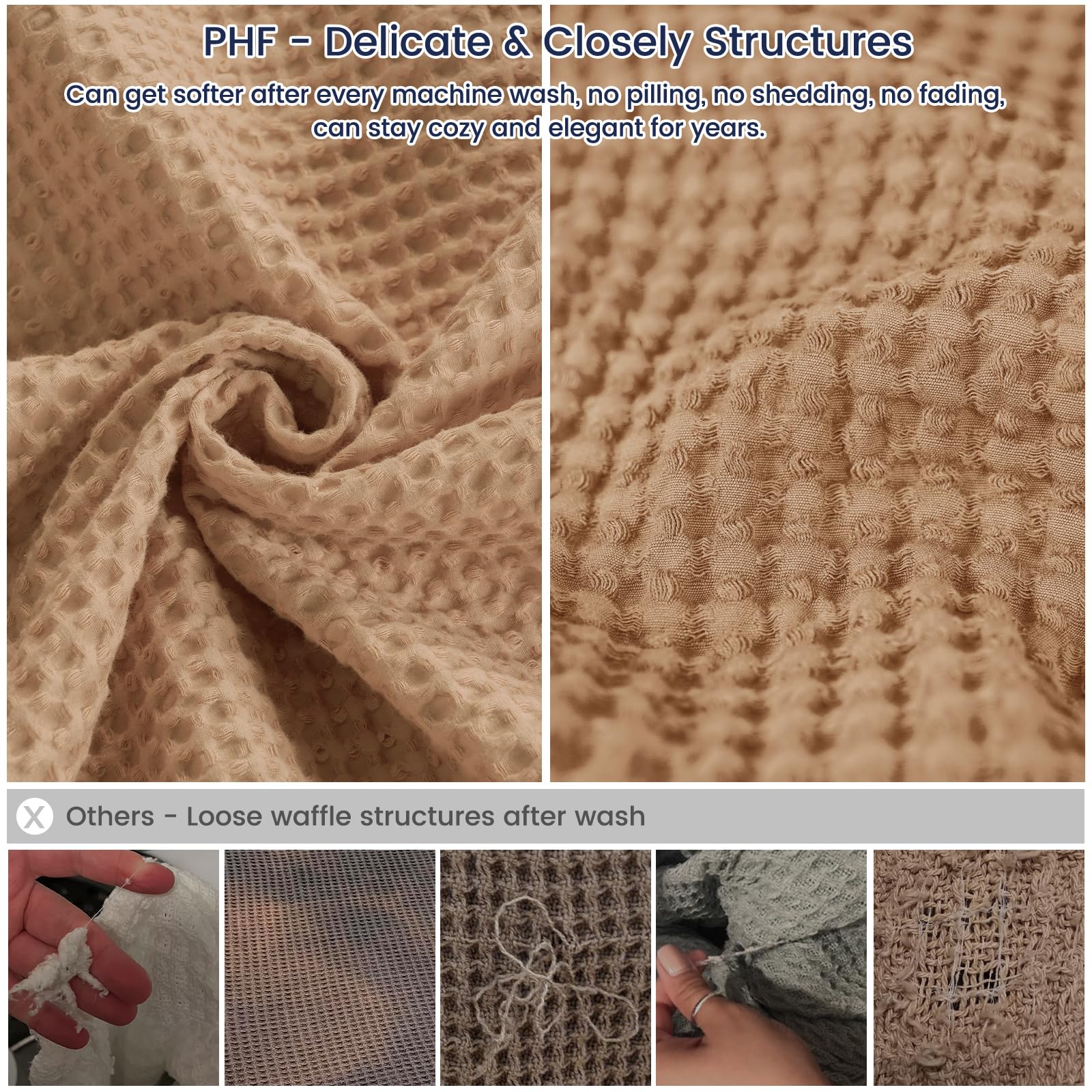 Foto 5 pulgar | Manta Phf Waffle Weave, 100% Algodón, Tamaño Doble, 168 X 229 Cm - Venta Internacional.