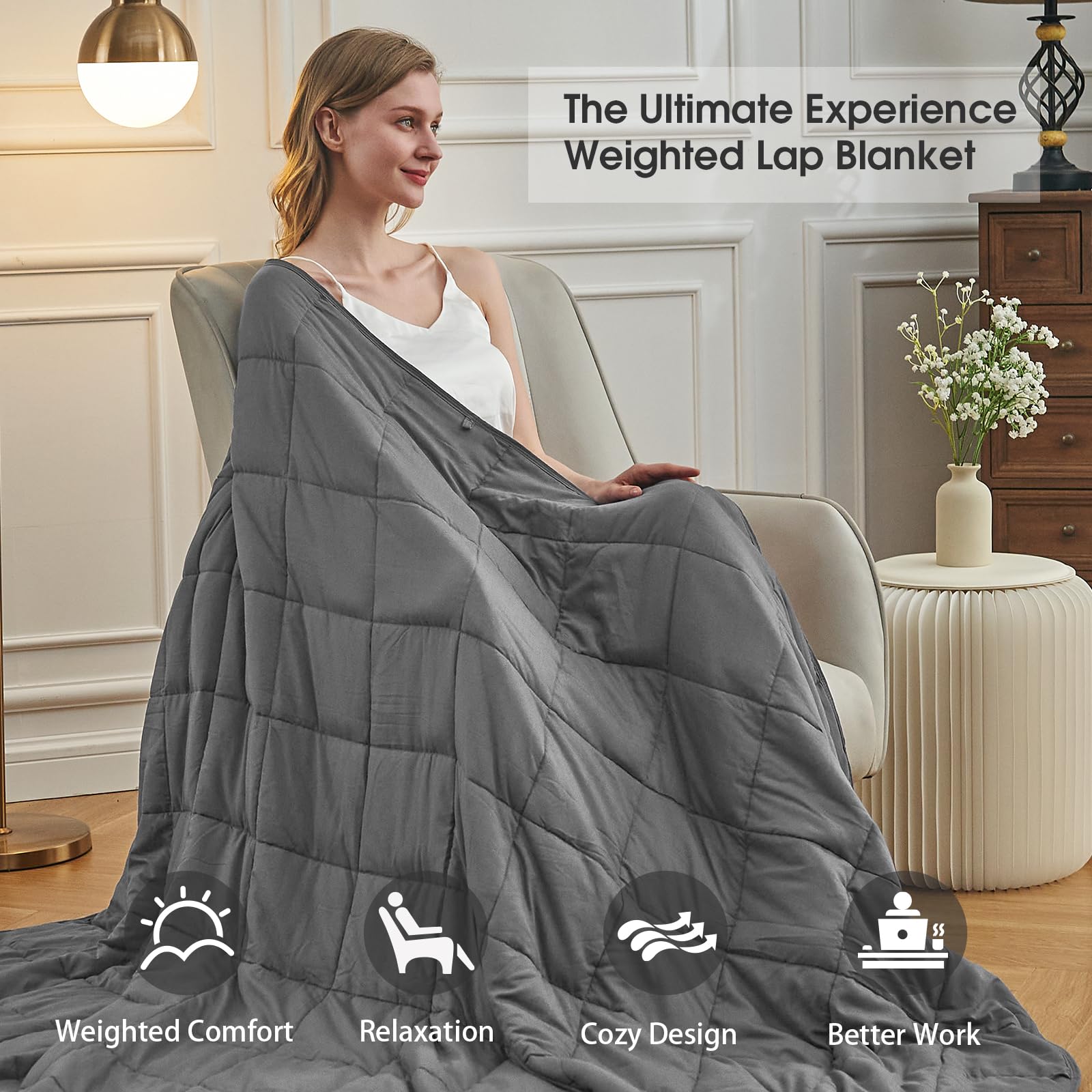 Foto 3 pulgar | Manta Pesada Betu Cooling Para Adultos 6.8 Kg 120 X 180 Cm Gris - Venta Internacional