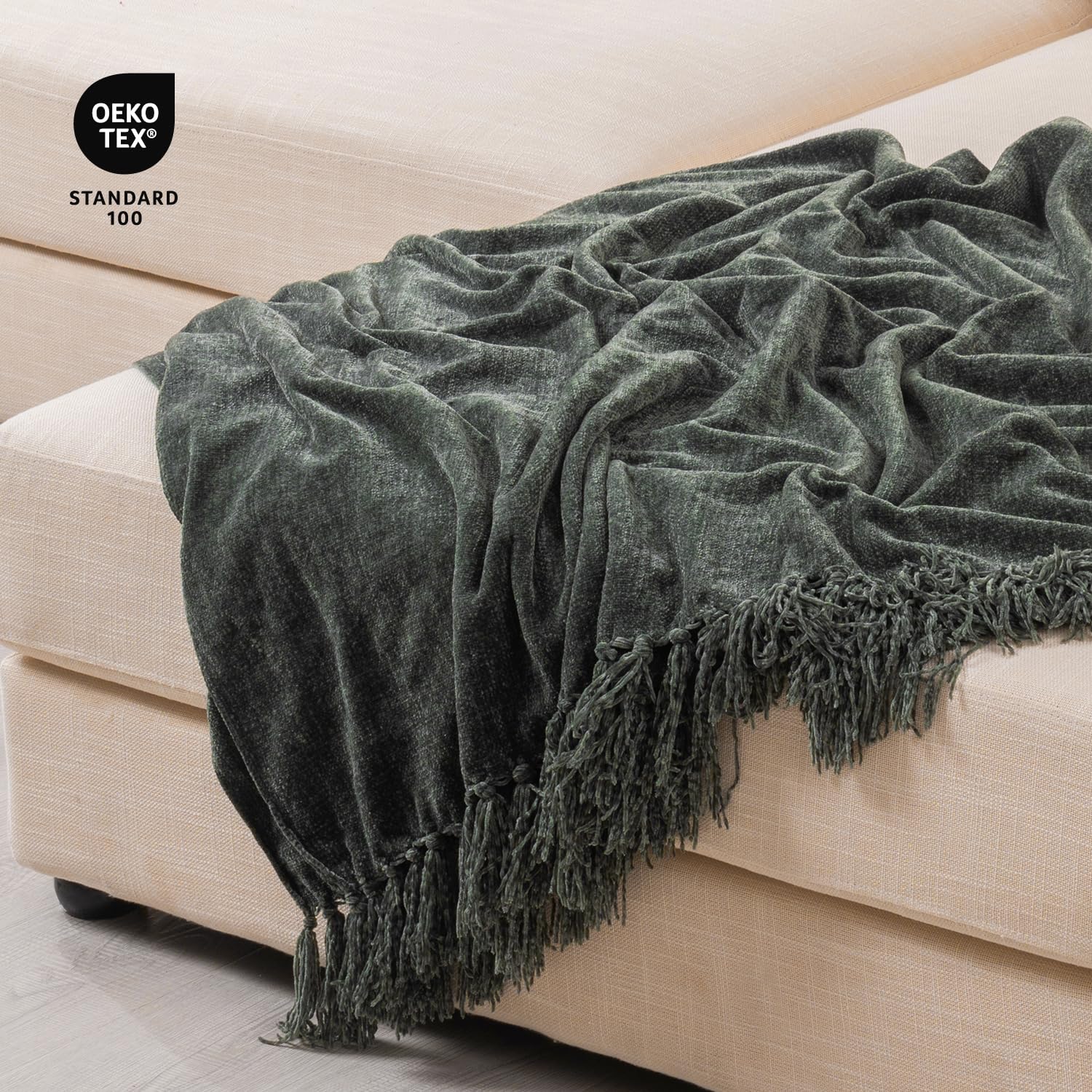 Foto 5 | Manta Recyco De Felpilla Suave Y Acogedora Con Flecos - Venta Internacional.