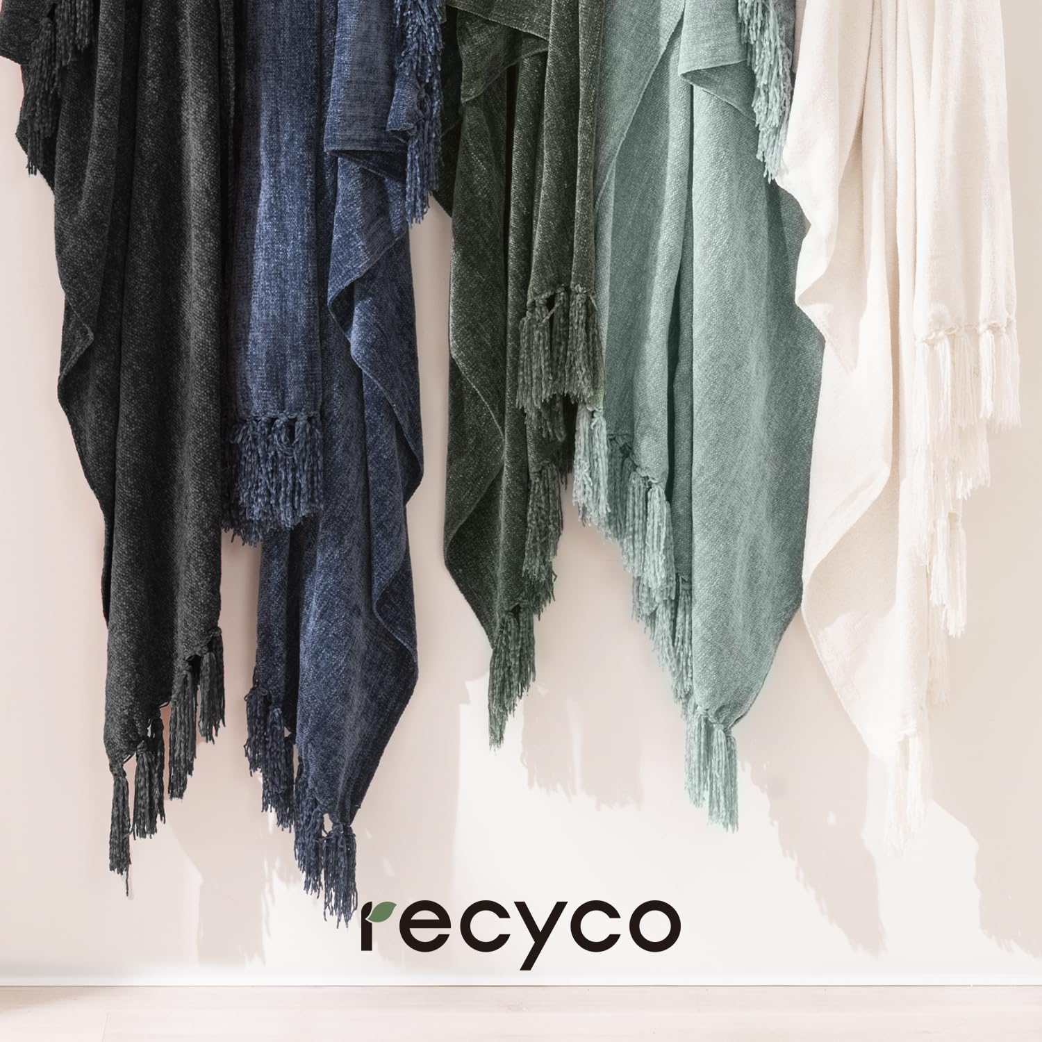 Foto 6 | Manta Recyco De Felpilla Suave Y Acogedora Con Flecos - Venta Internacional.