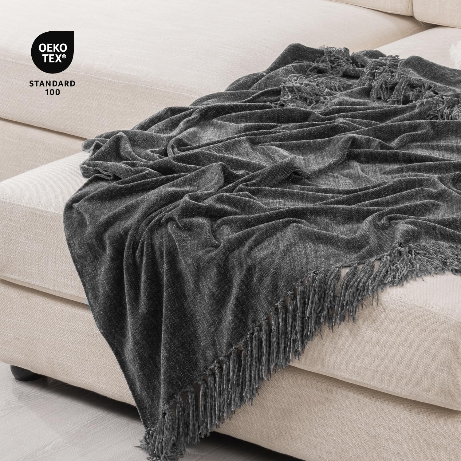 Foto 5 | Manta Recyco De Felpilla Suave Y Acogedora Con Flecos, 152 X 203 Cm - Venta Internacional.