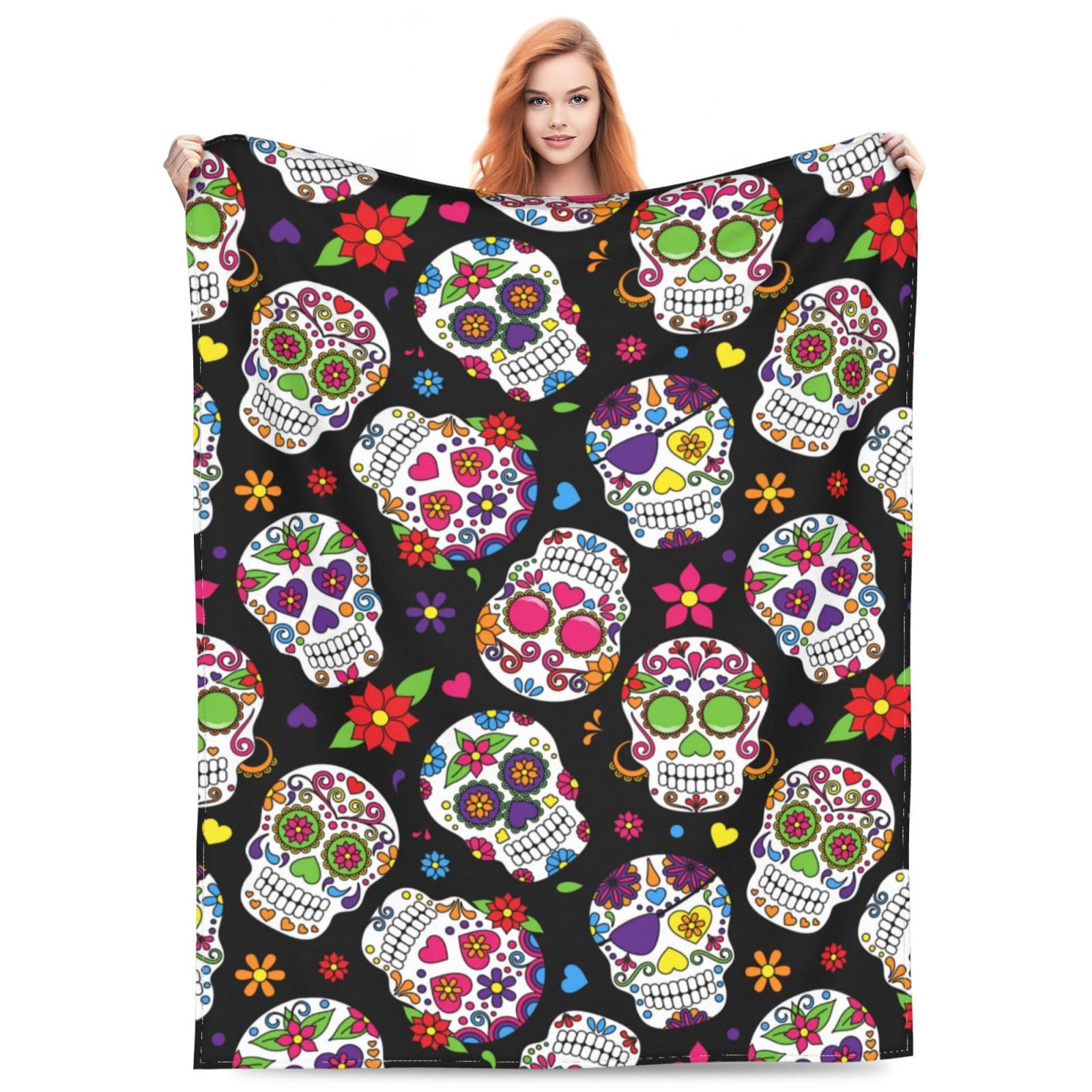 Forro Polar De Franela Blanket Blublu Con Diseño De Calavera De Azúcar Con Motivo Del Día De Los Muertos - Ven