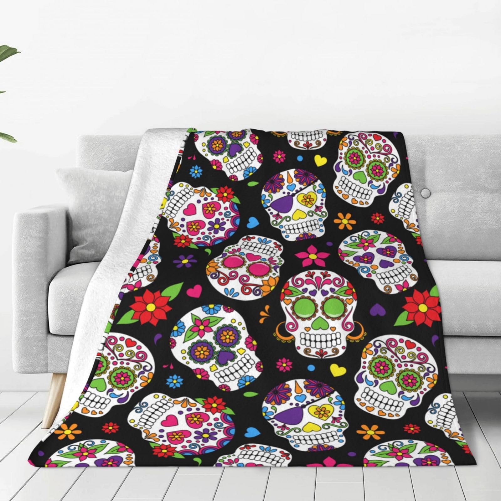 Foto 2 | Forro Polar De Franela Blanket Blublu Con Diseño De Calavera De Azúcar Con Motivo Del Día De Los Muertos - Ven