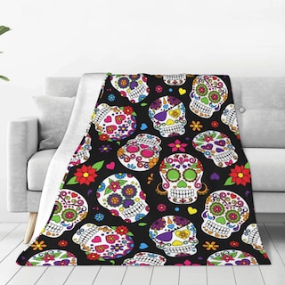 Foto 2 | Forro Polar De Franela Blanket Blublu Con Diseño De Calavera De Azúcar Con Motivo Del Día De Los Muertos - Ven