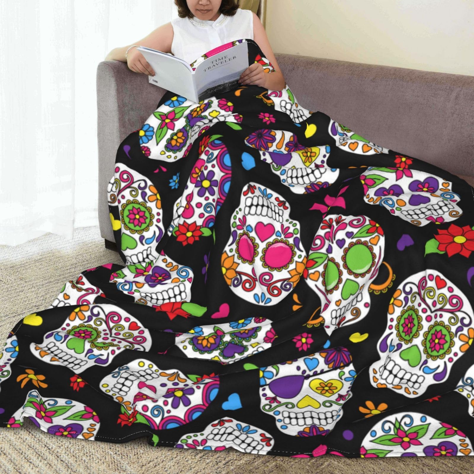 Foto 6 pulgar | Forro Polar De Franela Blanket Blublu Con Diseño De Calavera De Azúcar Con Motivo Del Día De Los Muertos - Ven
