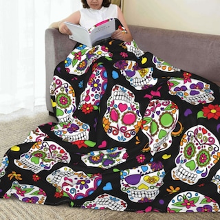 Foto 5 | Forro Polar De Franela Blanket Blublu Con Diseño De Calavera De Azúcar Con Motivo Del Día De Los Muertos - Ven