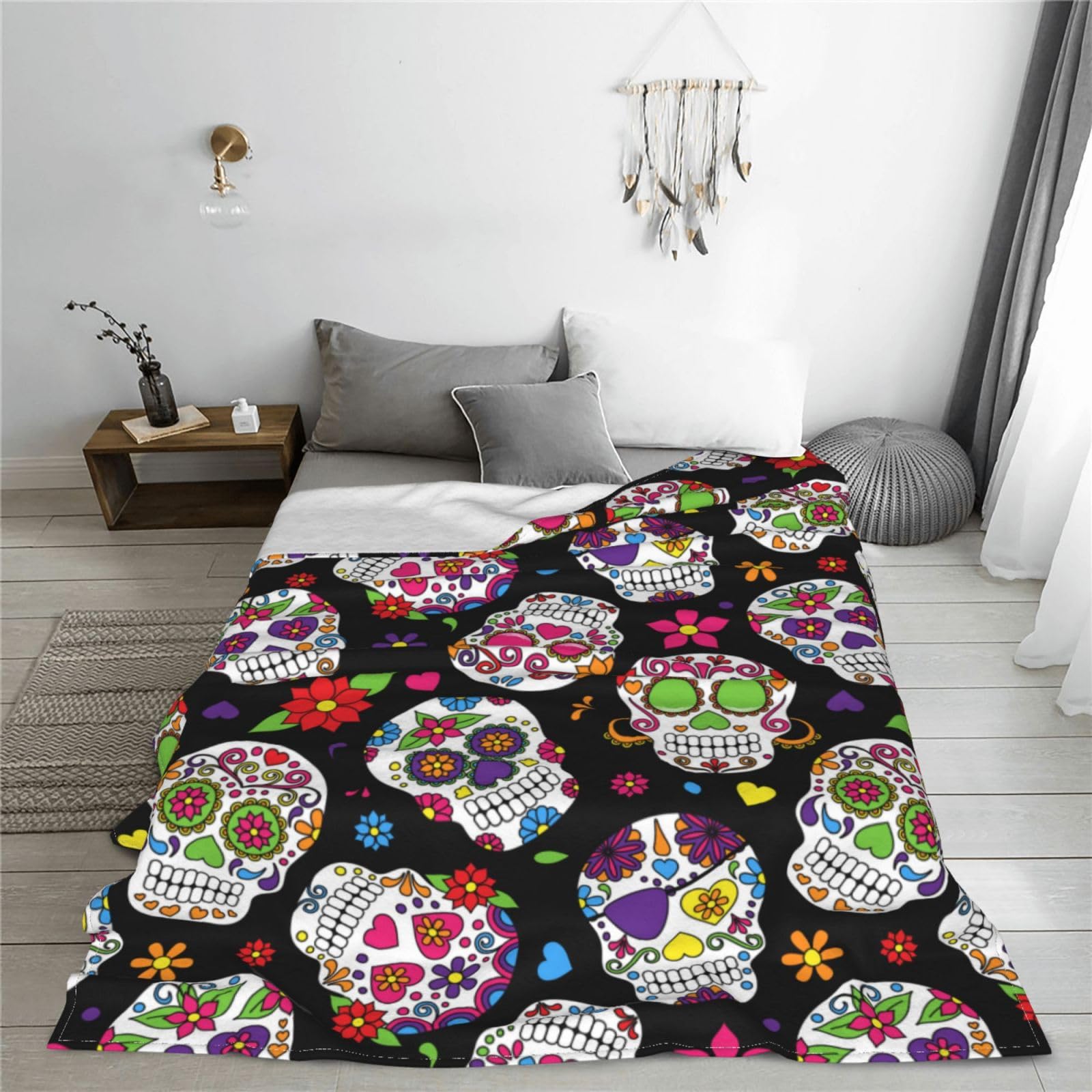 Foto 7 pulgar | Forro Polar De Franela Blanket Blublu Con Diseño De Calavera De Azúcar Con Motivo Del Día De Los Muertos - Ven