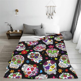 Foto 6 | Forro Polar De Franela Blanket Blublu Con Diseño De Calavera De Azúcar Con Motivo Del Día De Los Muertos - Ven