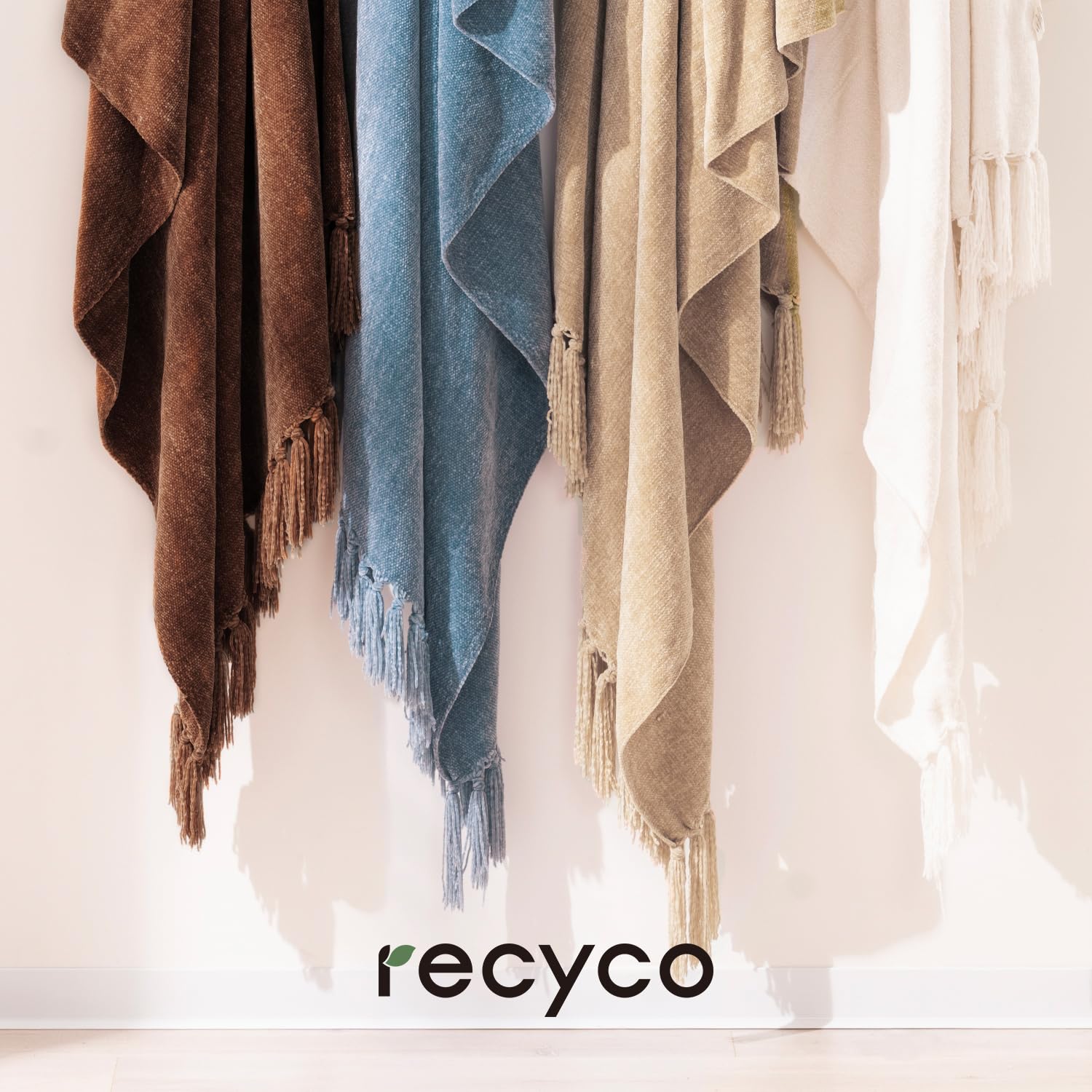 Foto 6 | Manta Recyco De Felpilla Suave Y Acogedora Con Flecos - Venta Internacional.