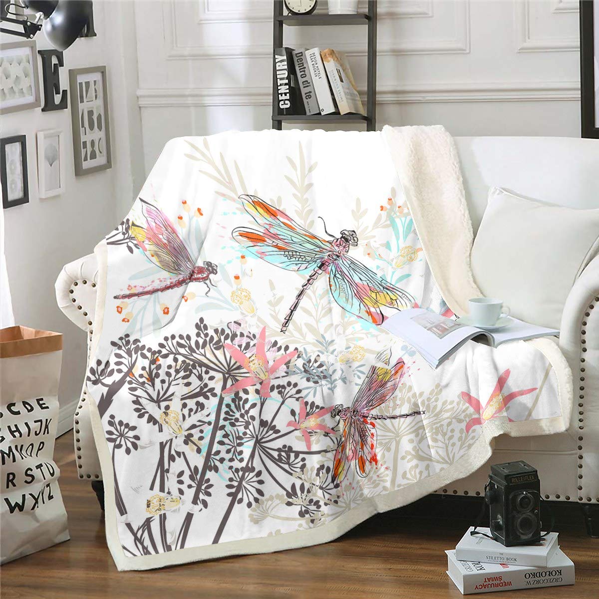 Manta Feelyou Dragonfly Fleece Sherpa De 150 X 200 Cm - Venta Internacional.